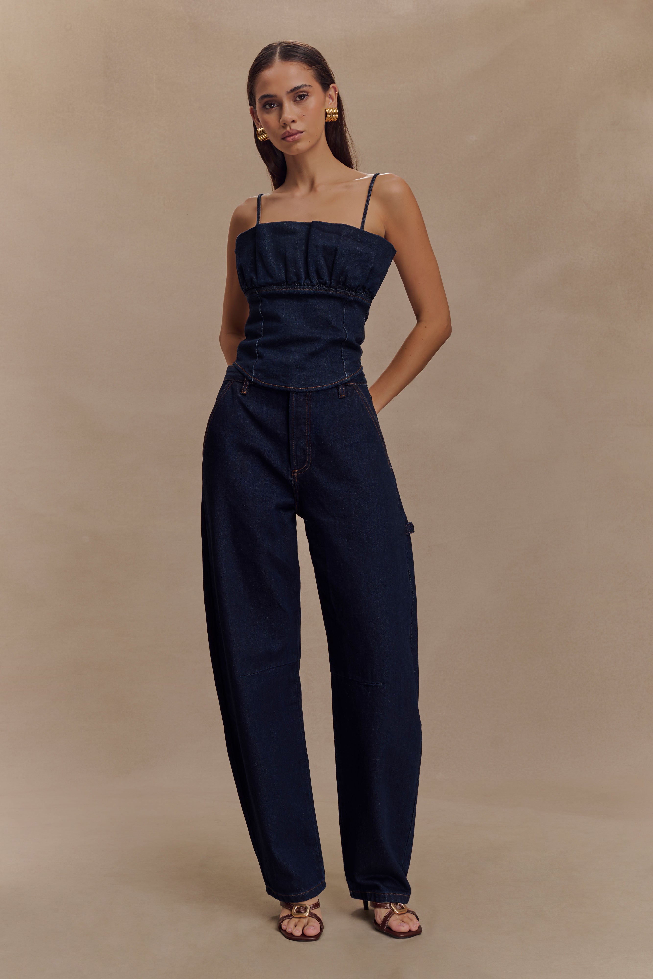 Cecilia Denim Frill Corset - Indigo Blue