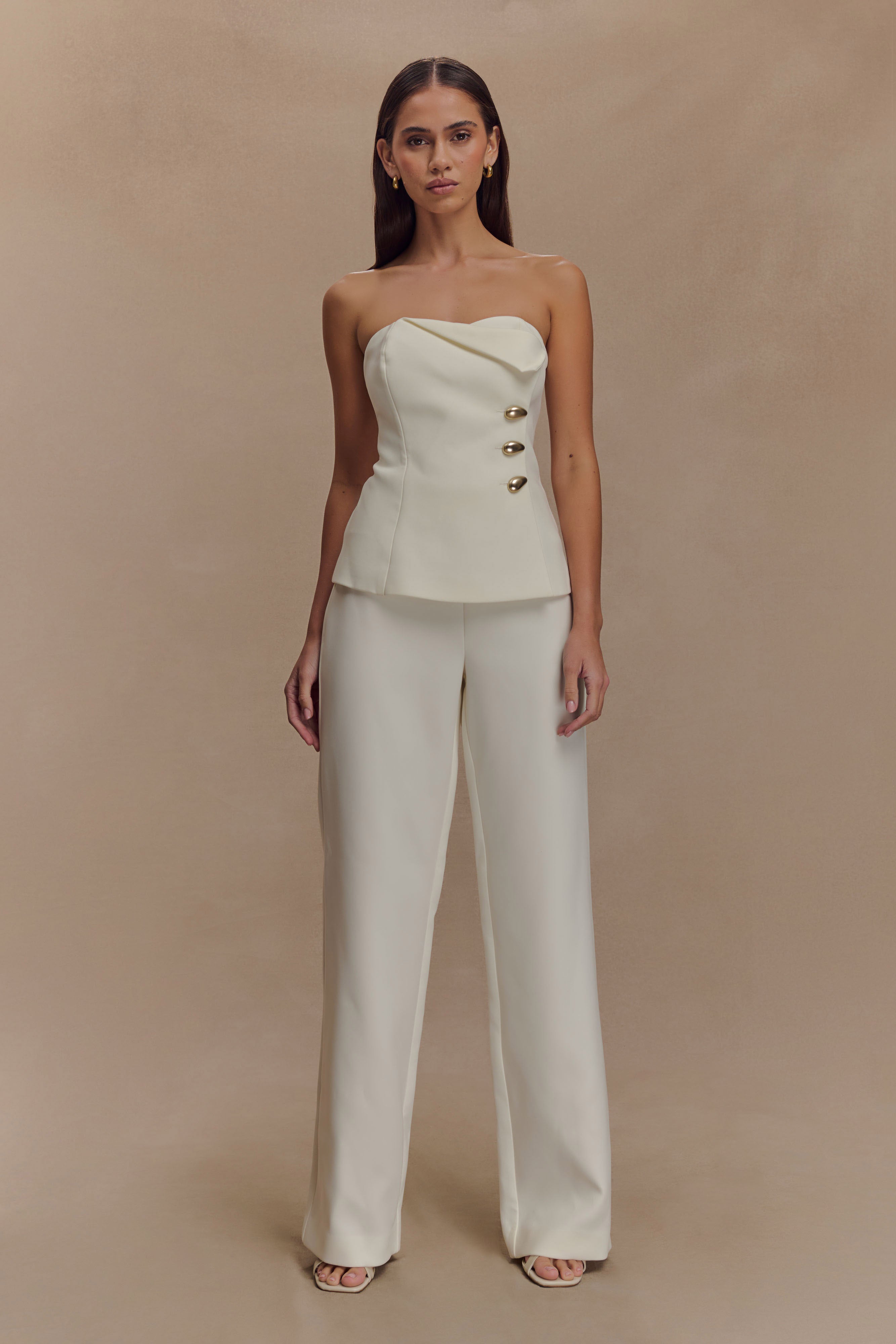 Lindie Strapless Suiting Top - Ivory