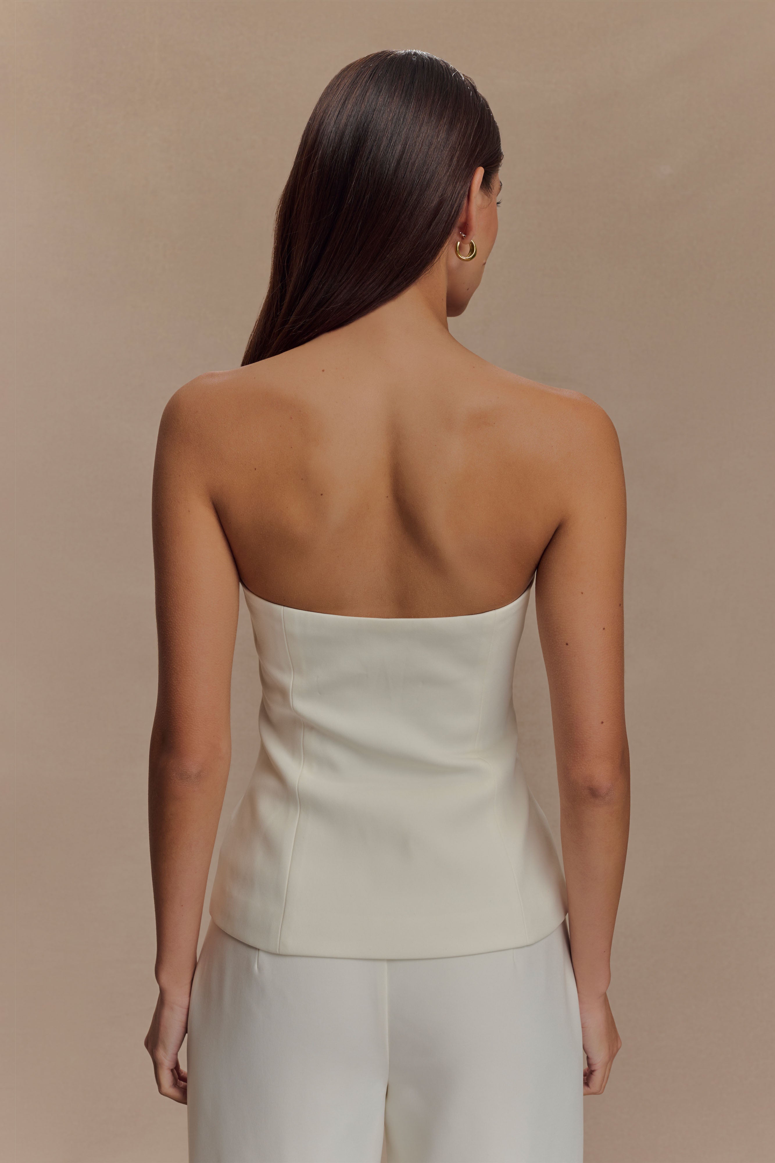 Lindie Strapless Suiting Top - Ivory