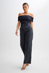 Meena Recycled Nylon Off Shoulder Top - Black