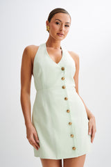 Lorraine Linen Halter Mini Dress - Mint