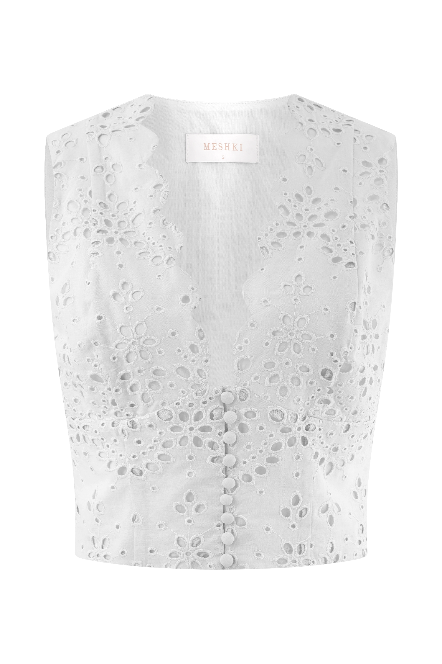 Arla Sleeveless Broderie Top - White