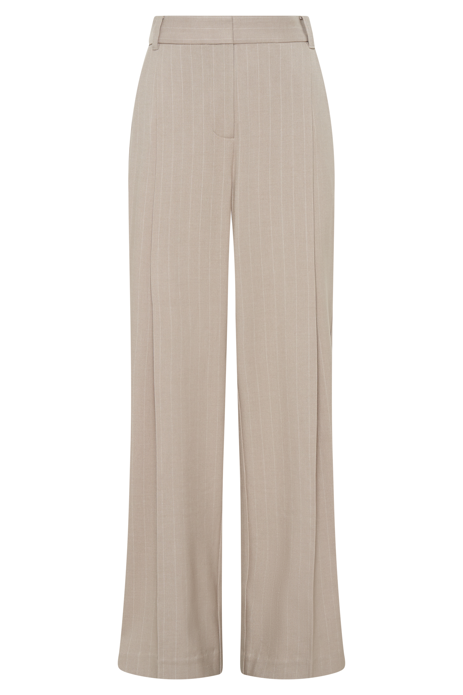 Amelie Suiting Straight Leg Pants - Taupe Pinstripe