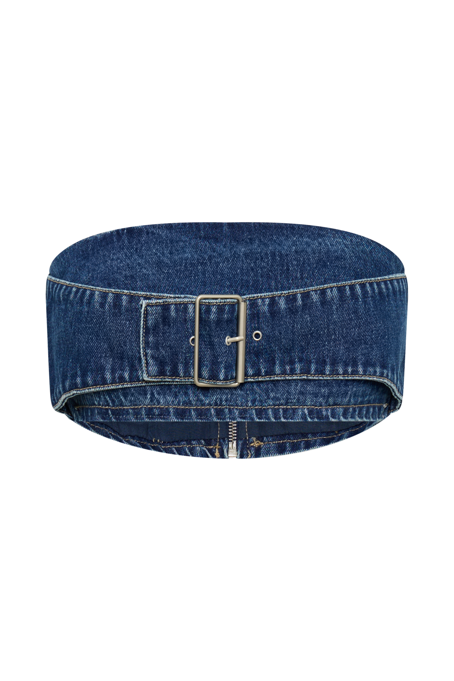 Rowena Denim Buckle Bandeau - Dark Blue