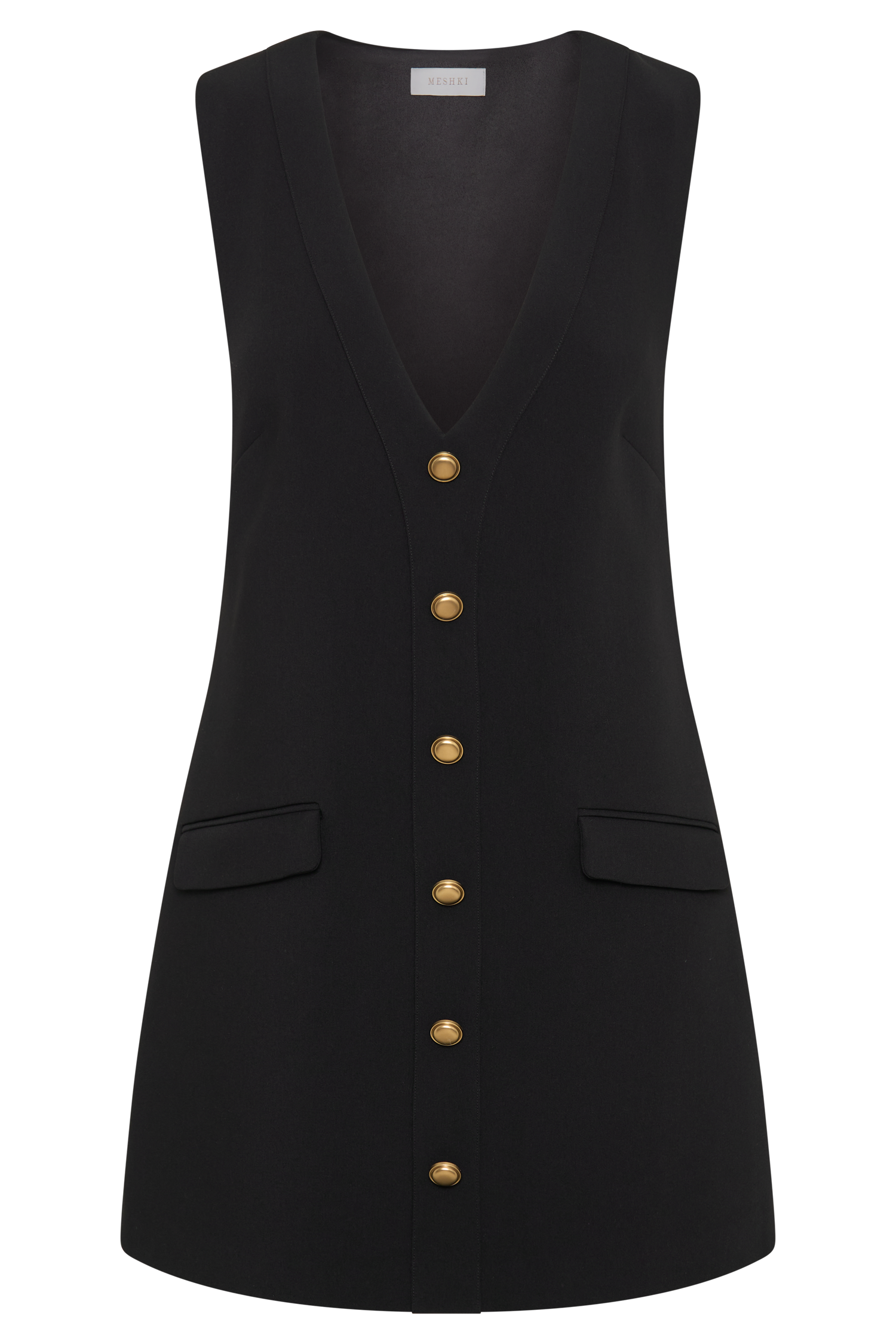 Florentina Sleeveless Suiting Mini Dress - Black