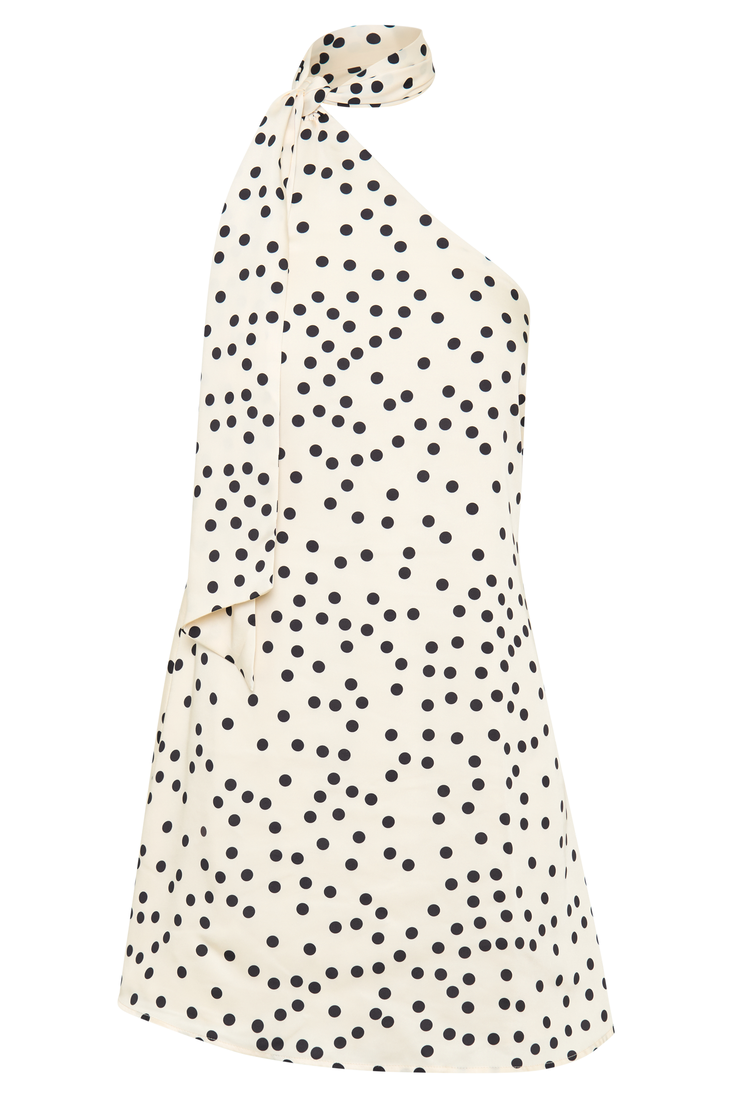 Joan Satin Asymmetrical Mini Dress - Polkadot