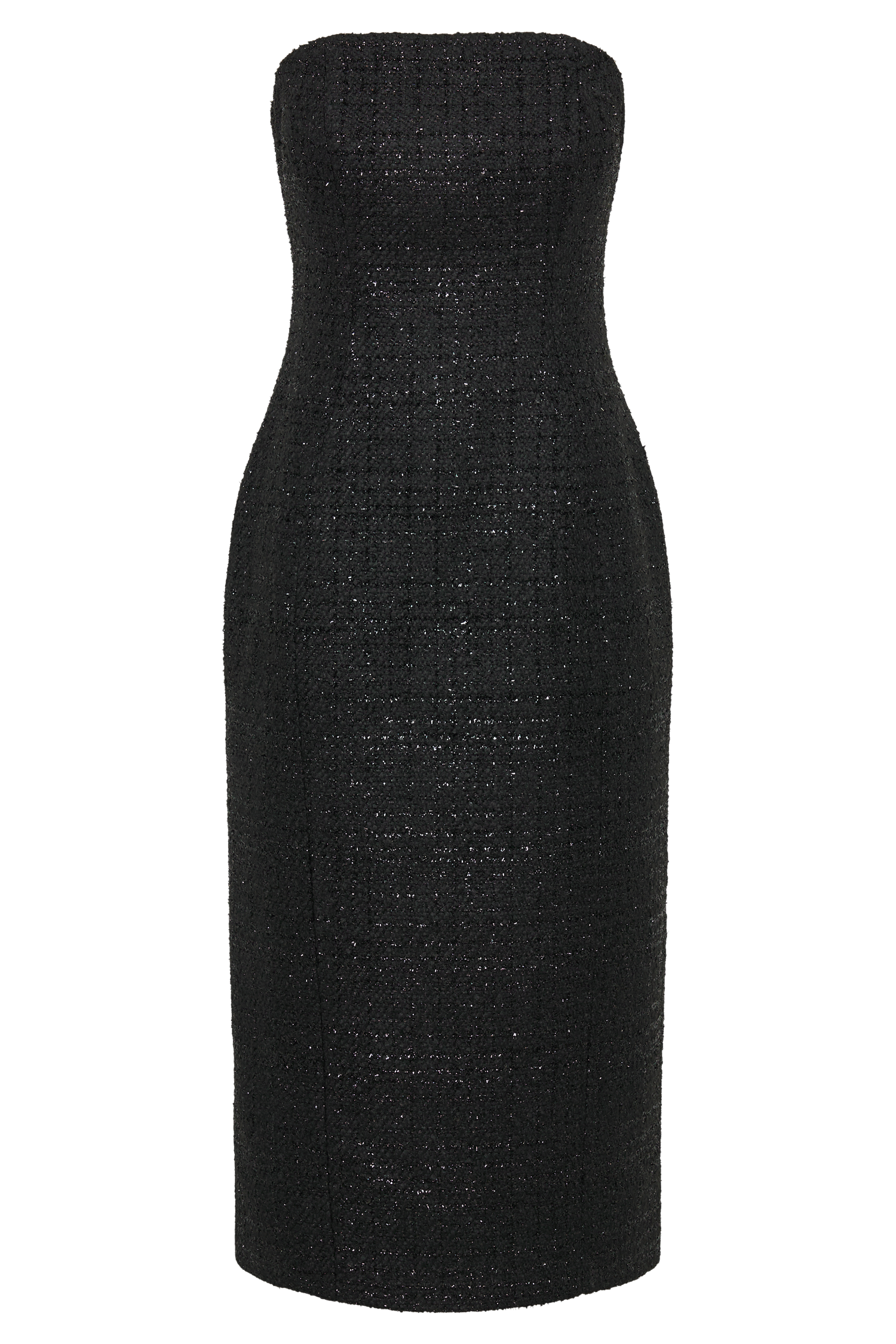 Monet Tweed Strapless Midi Dress - Black