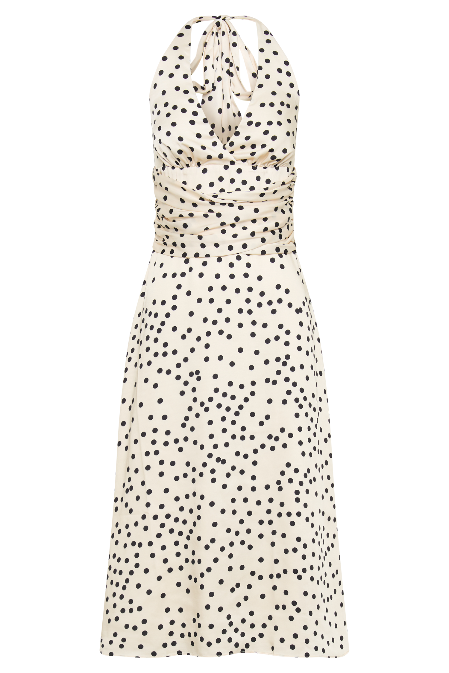 Marguerite Satin Halter Midi Dress - Polkadot