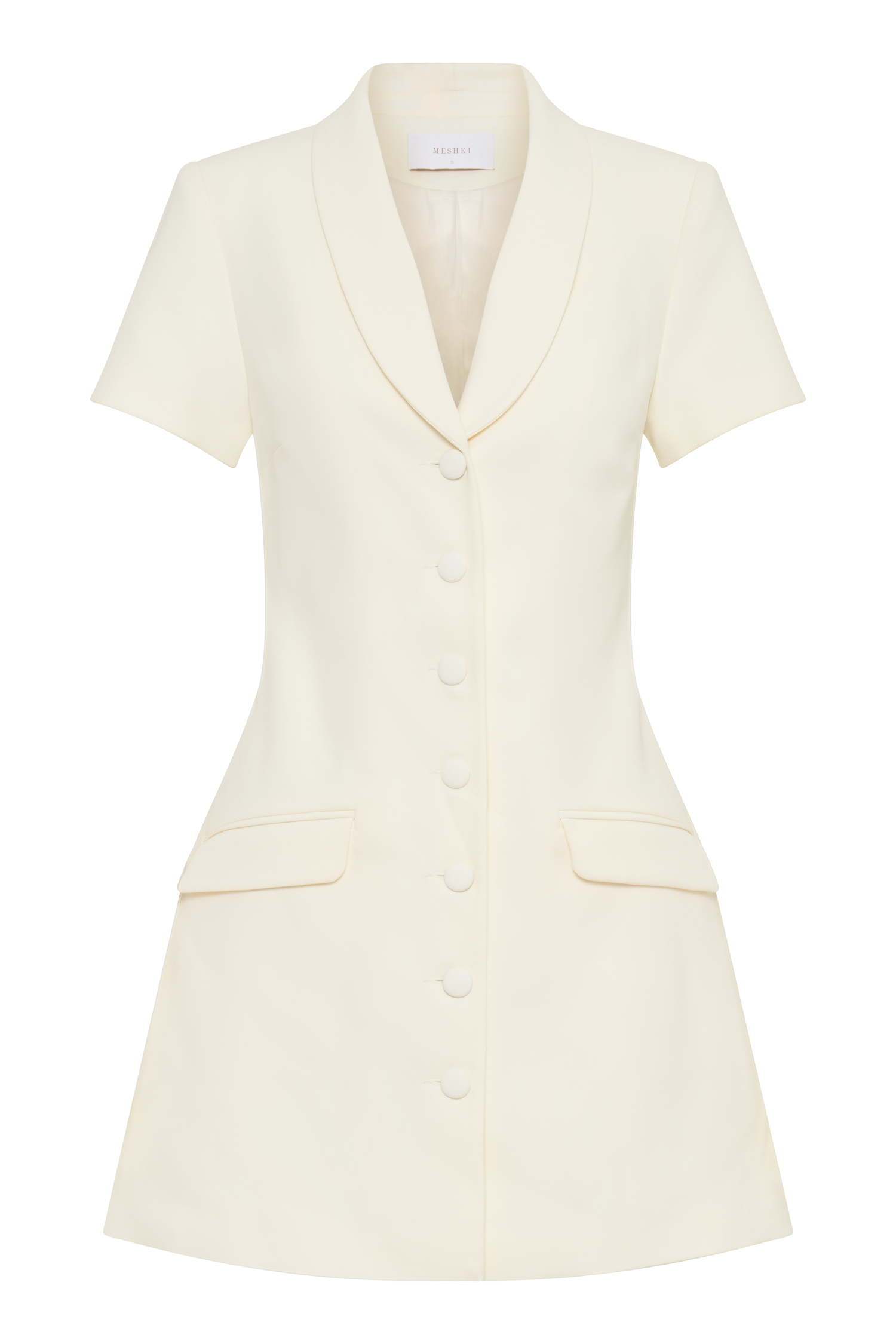 Paolina Collared Suiting Mini Dress - Ivory
