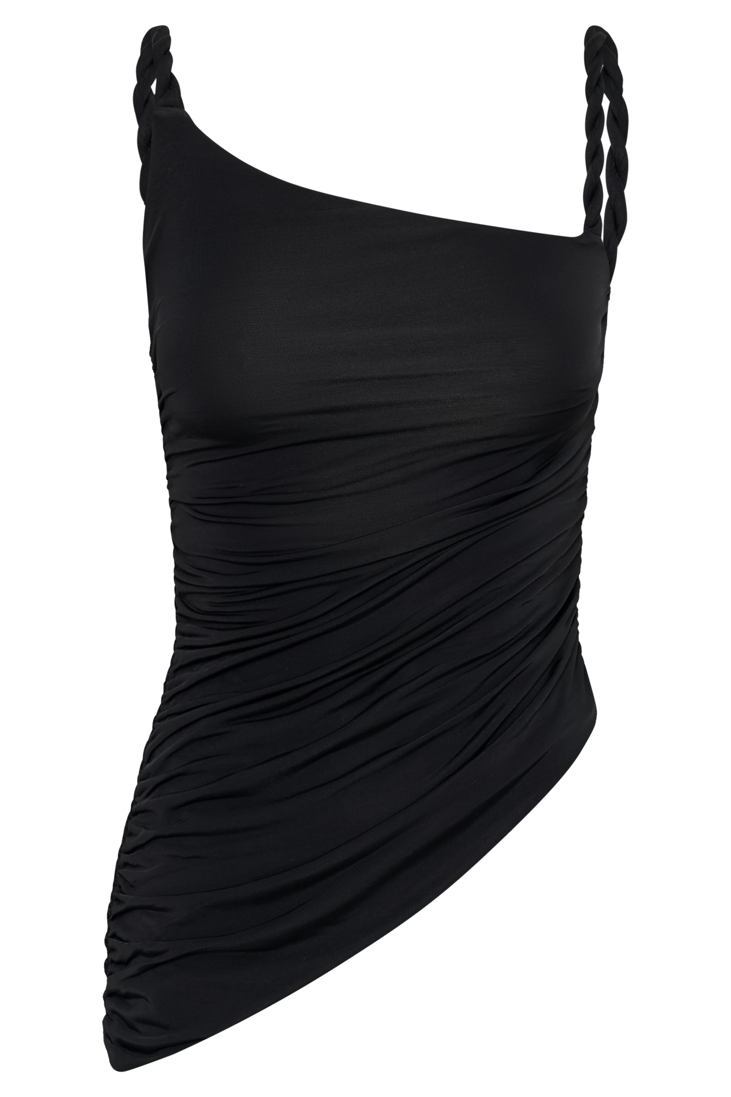 Palmira Slinky Asymmetric Sleeveless Top - Black