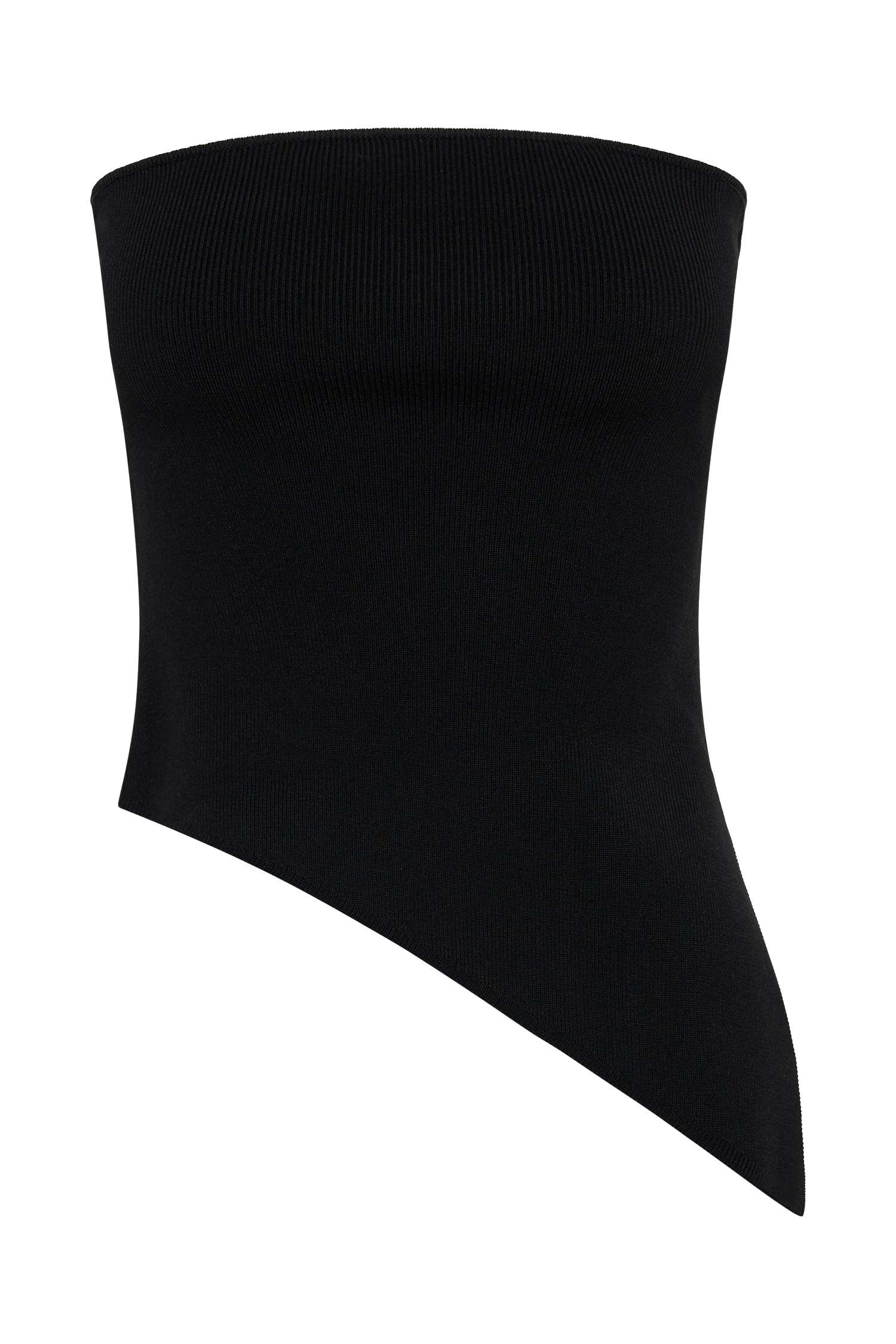Sidney Asymmetrical Strapless Knit Top - Black