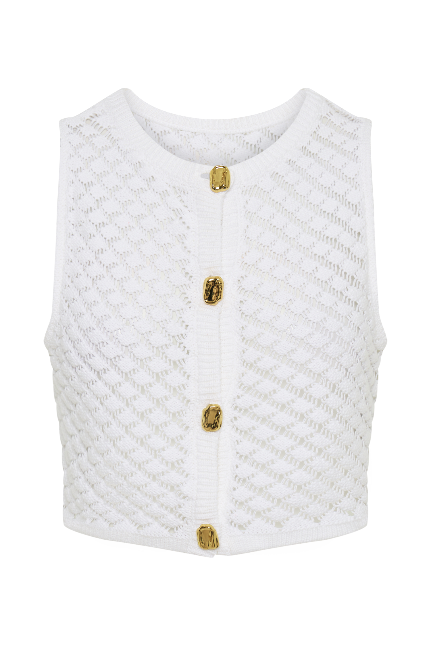 Lorenza Crochet Button Down Crop Top - Ivory