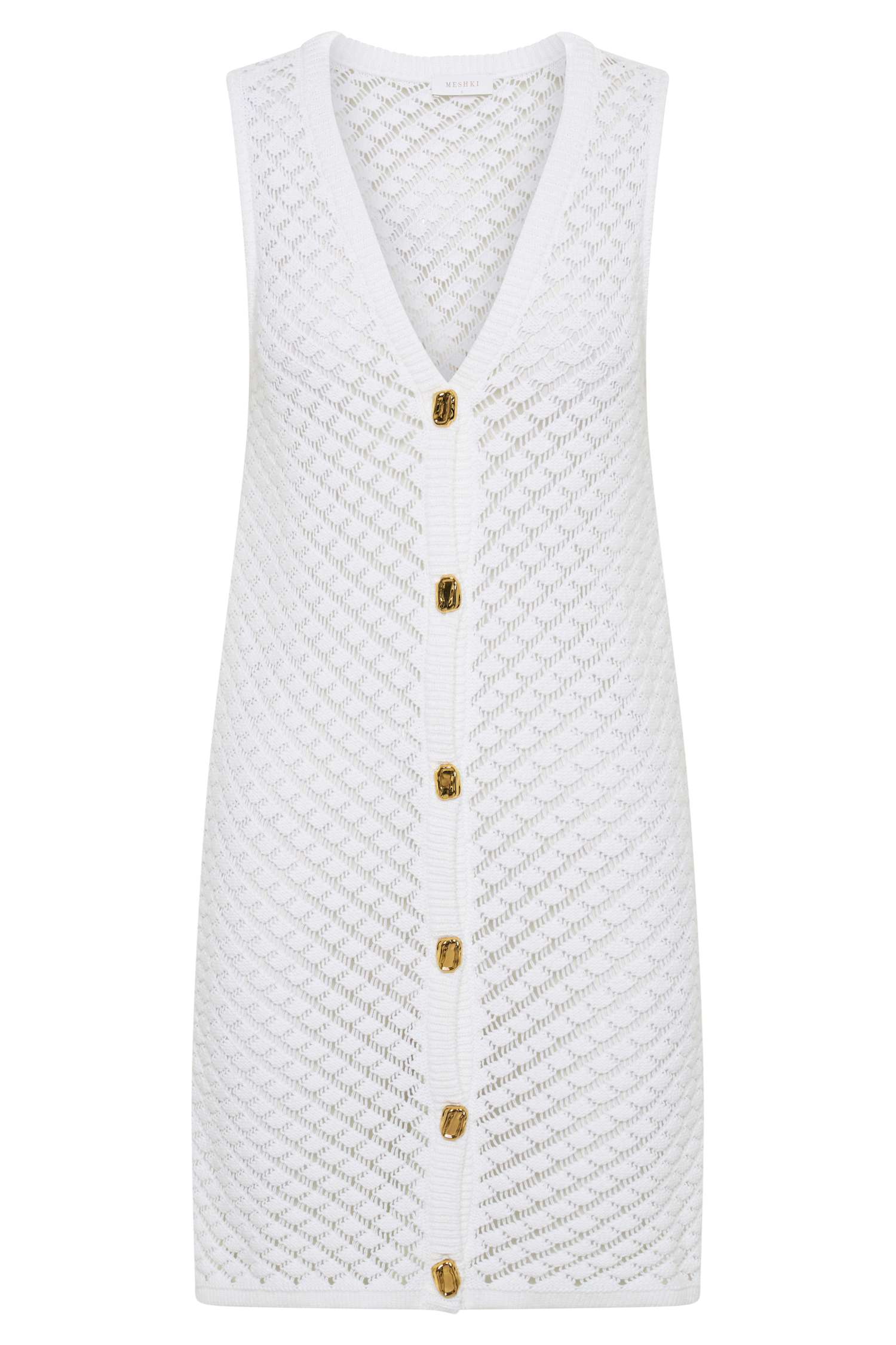 Delta Sleeveless Knit Button Up Mini Dress - Ivory