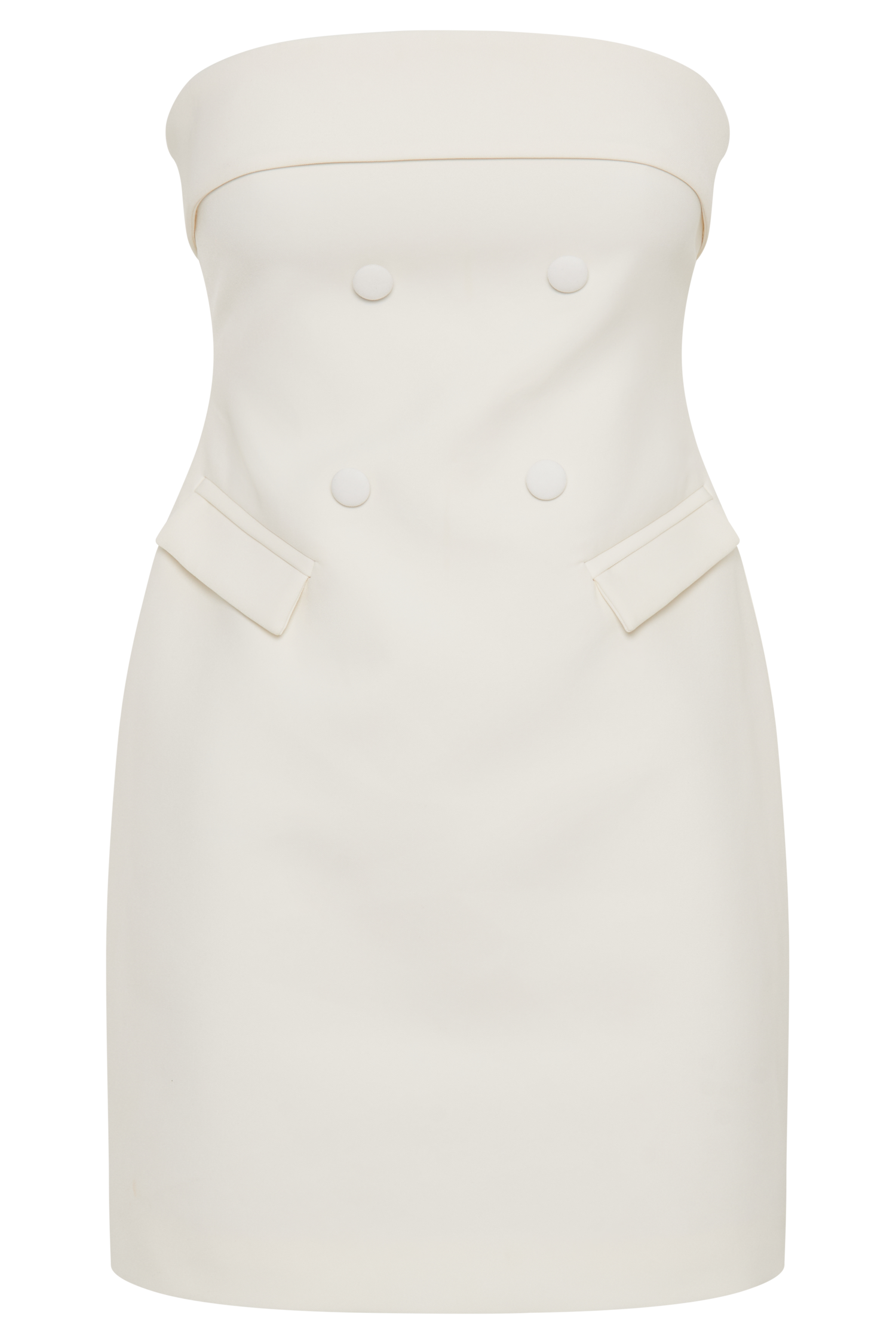 Abbie Strapless Suiting Mini Dress - Ivory