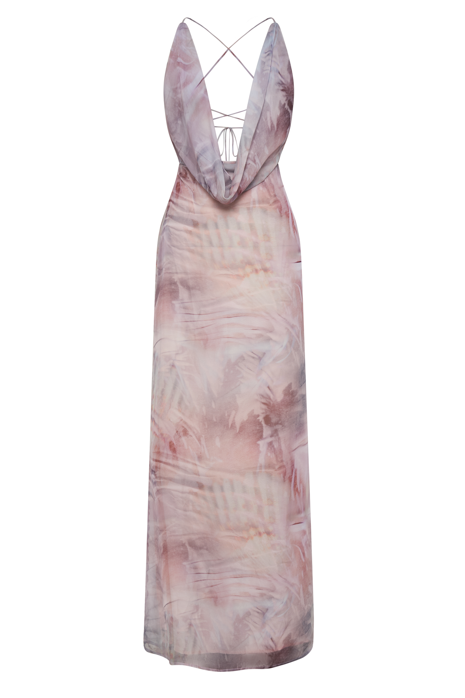 Attina Cowl Chiffon Maxi Dress - Mermaid Shell Print