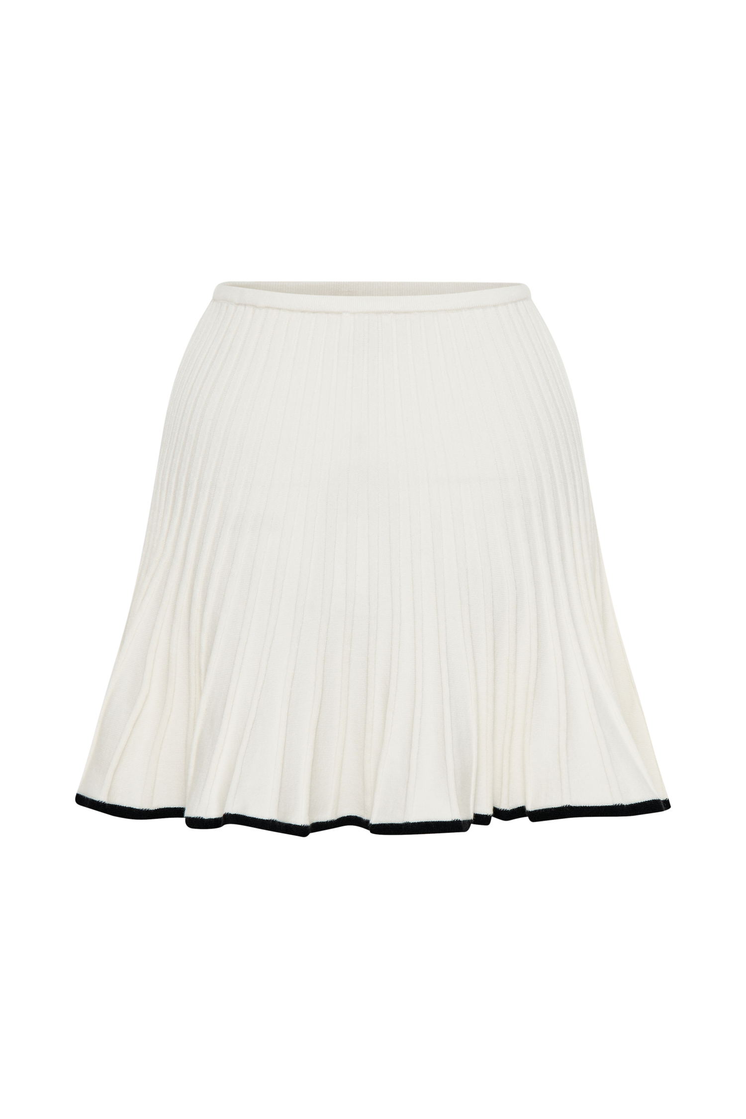 Jolene Contrast Pleated Knit Mini Skirt - White