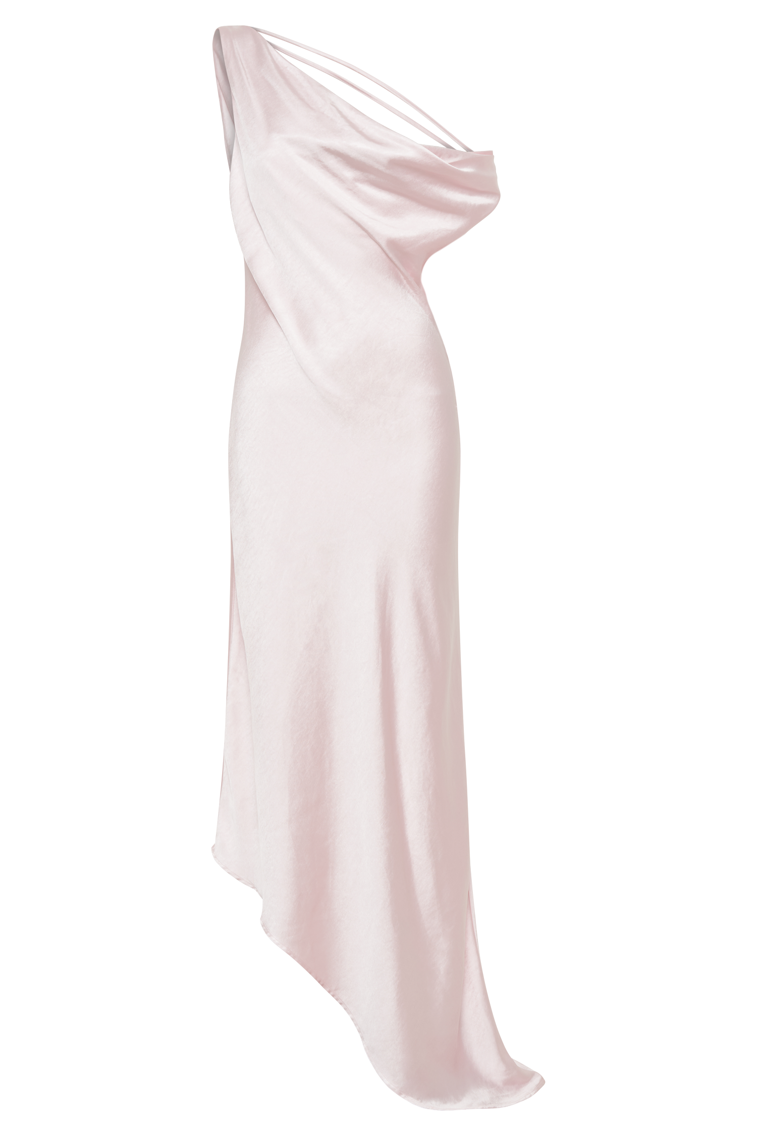 Yvette Slip Maxi Dress With Asymmetrical Hem - Pale Pink