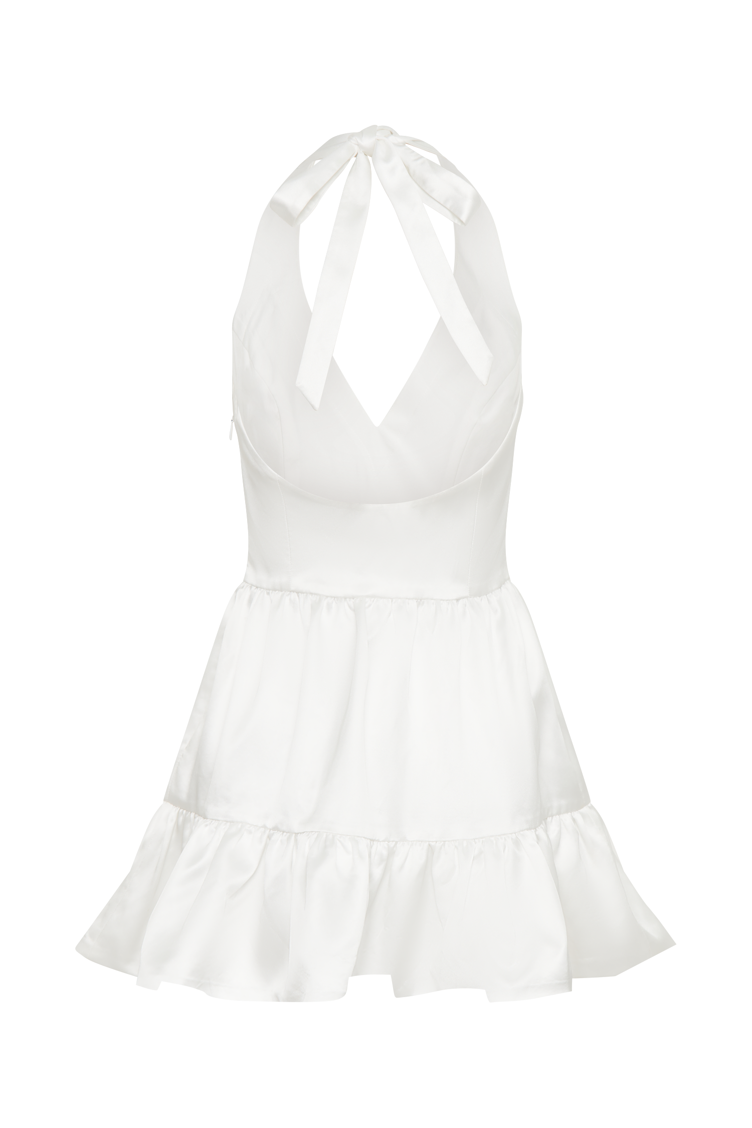 Holly Satin Structured Halter Mini Dress - White