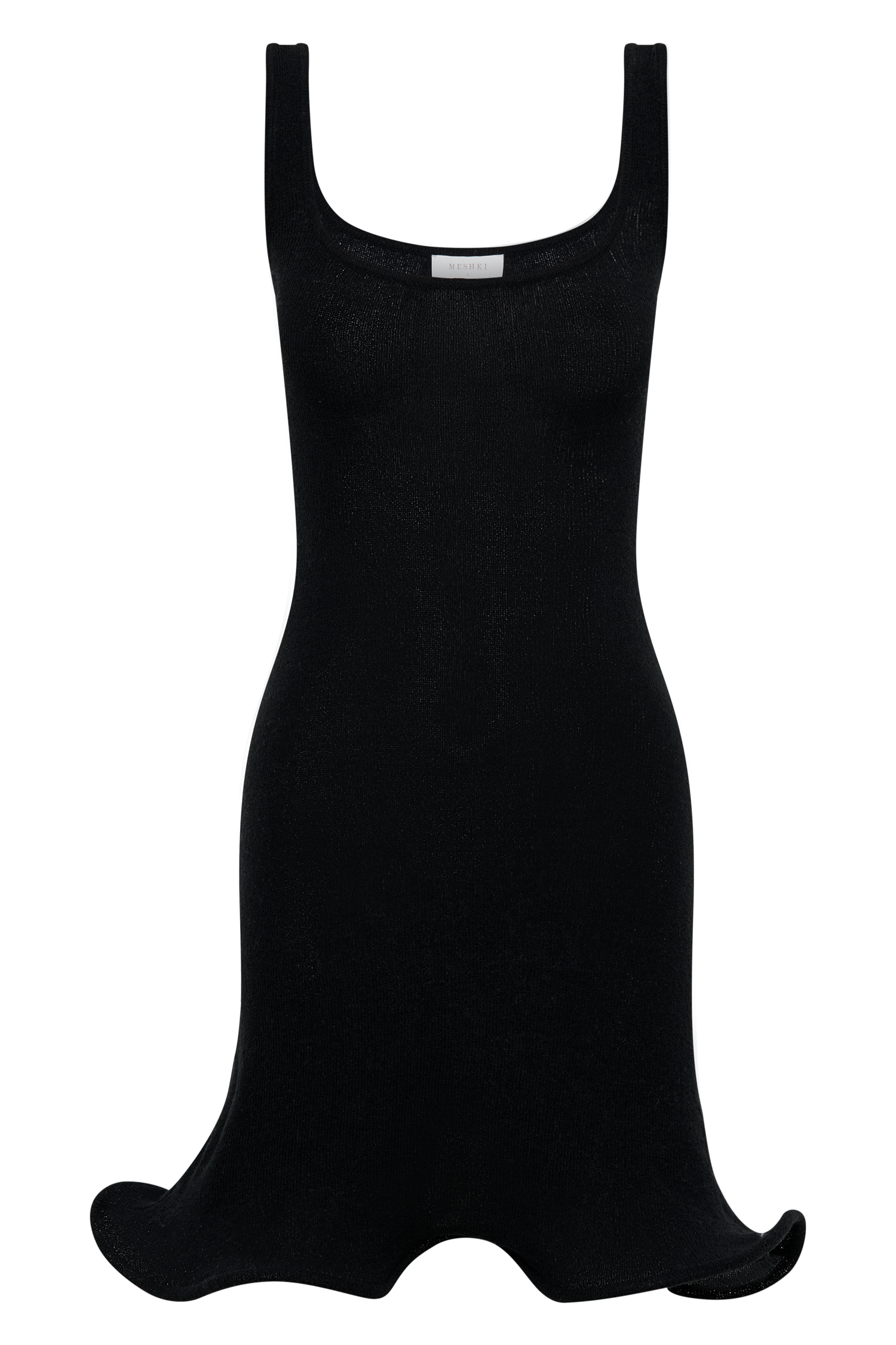 Sandra Square Neck Knit Mini Dress - Black
