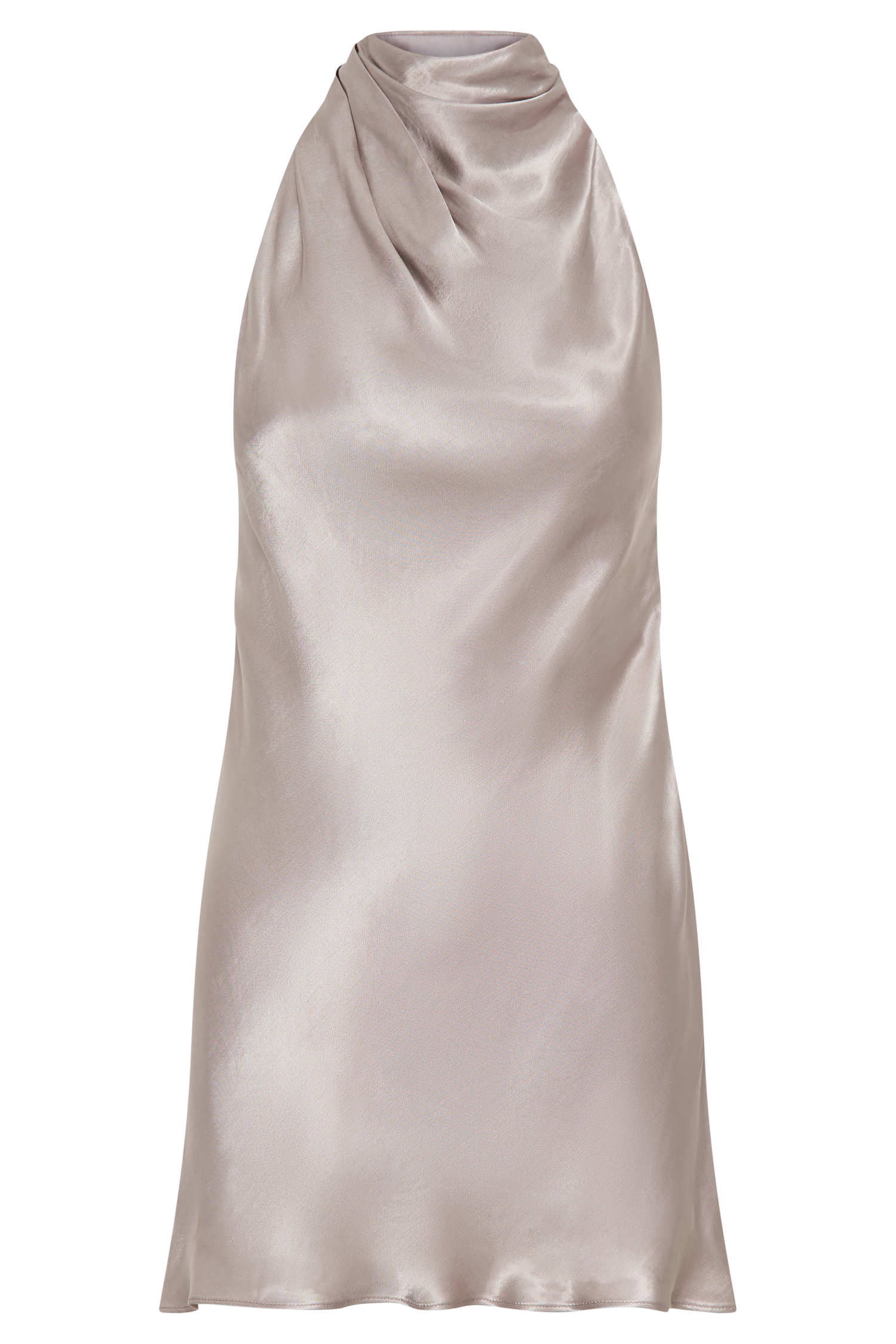 Allison Satin Halter Mini Dress - Bronze