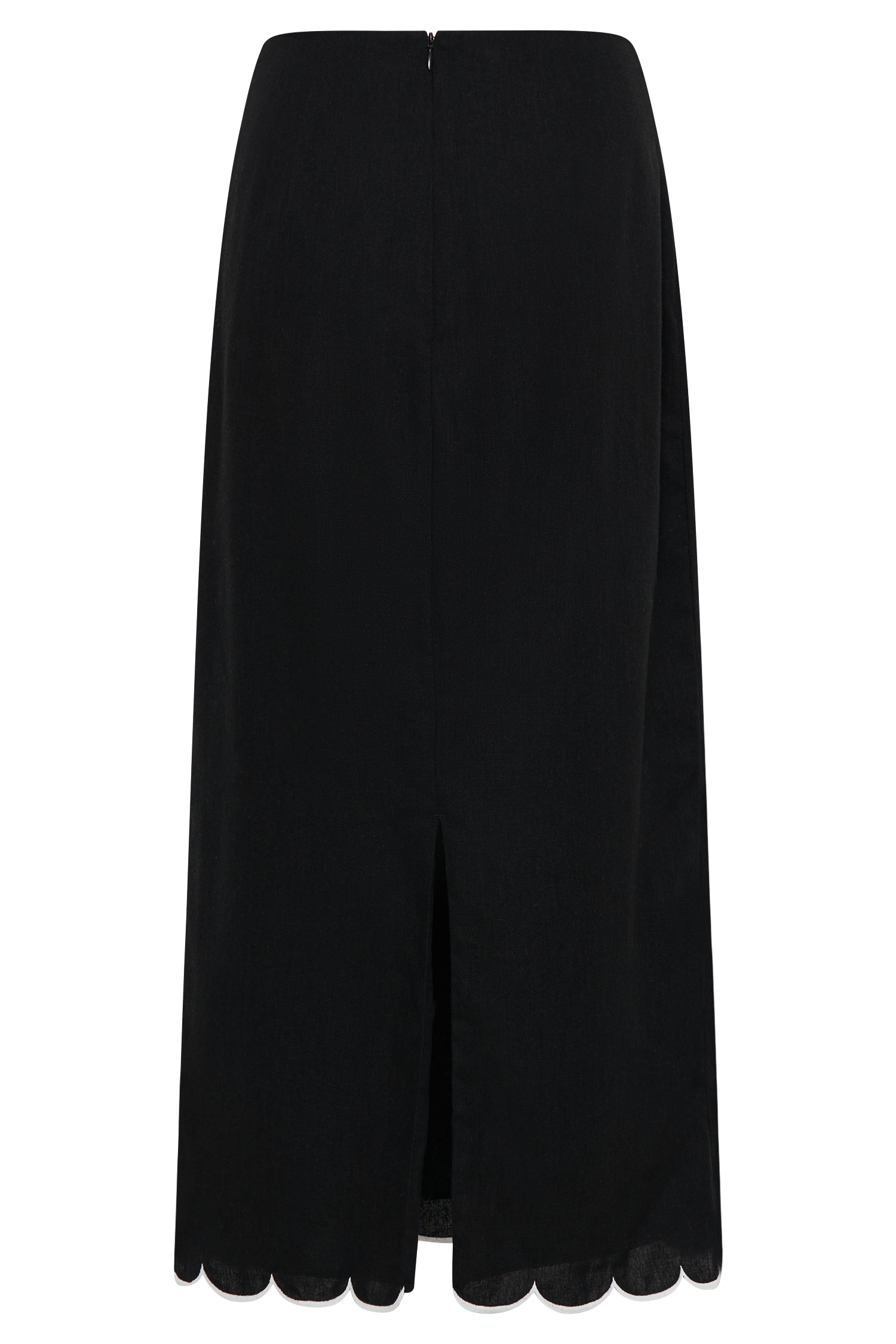Alessio Scalloped Midi Skirt - Black