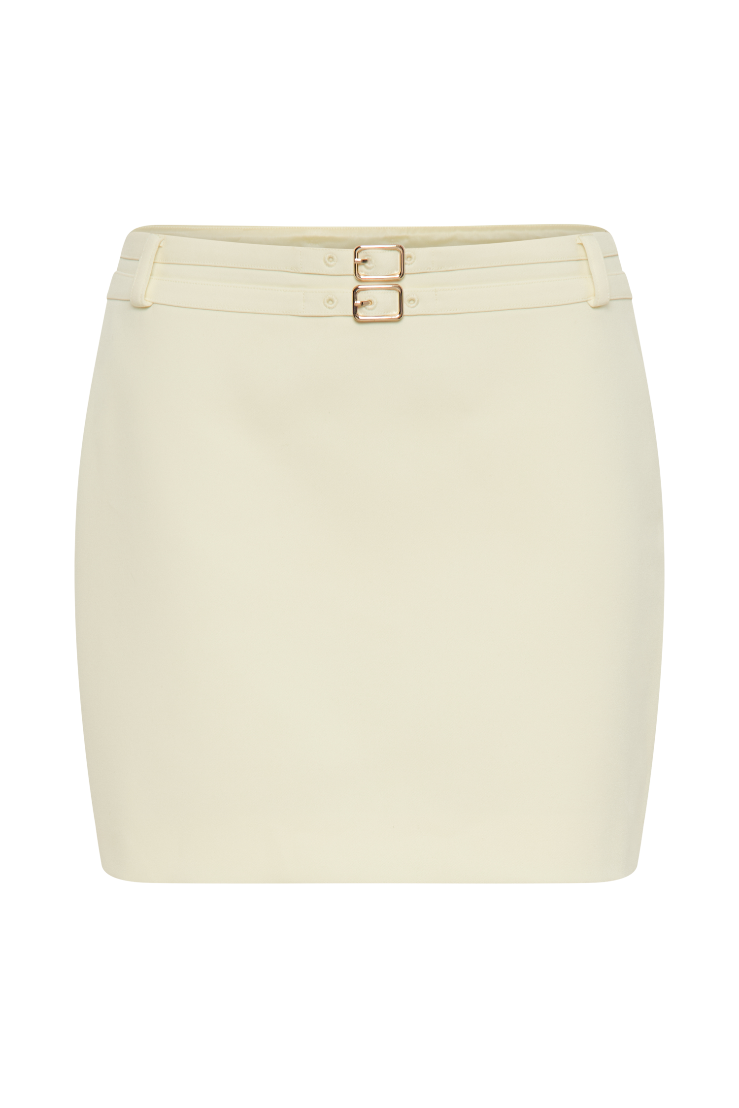 Letitia Suiting Mini Skirt With Buckle - Pastel Lemon