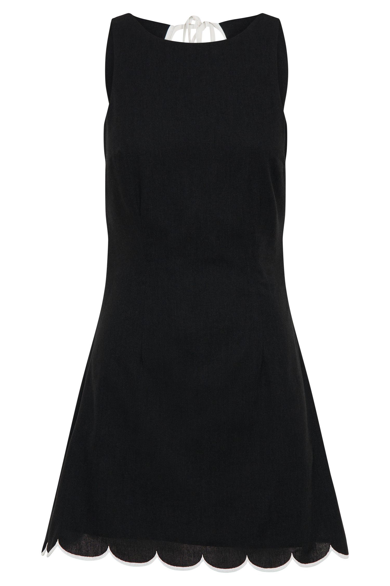 Sofiane Scalloped Linen Mini Dress - Black
