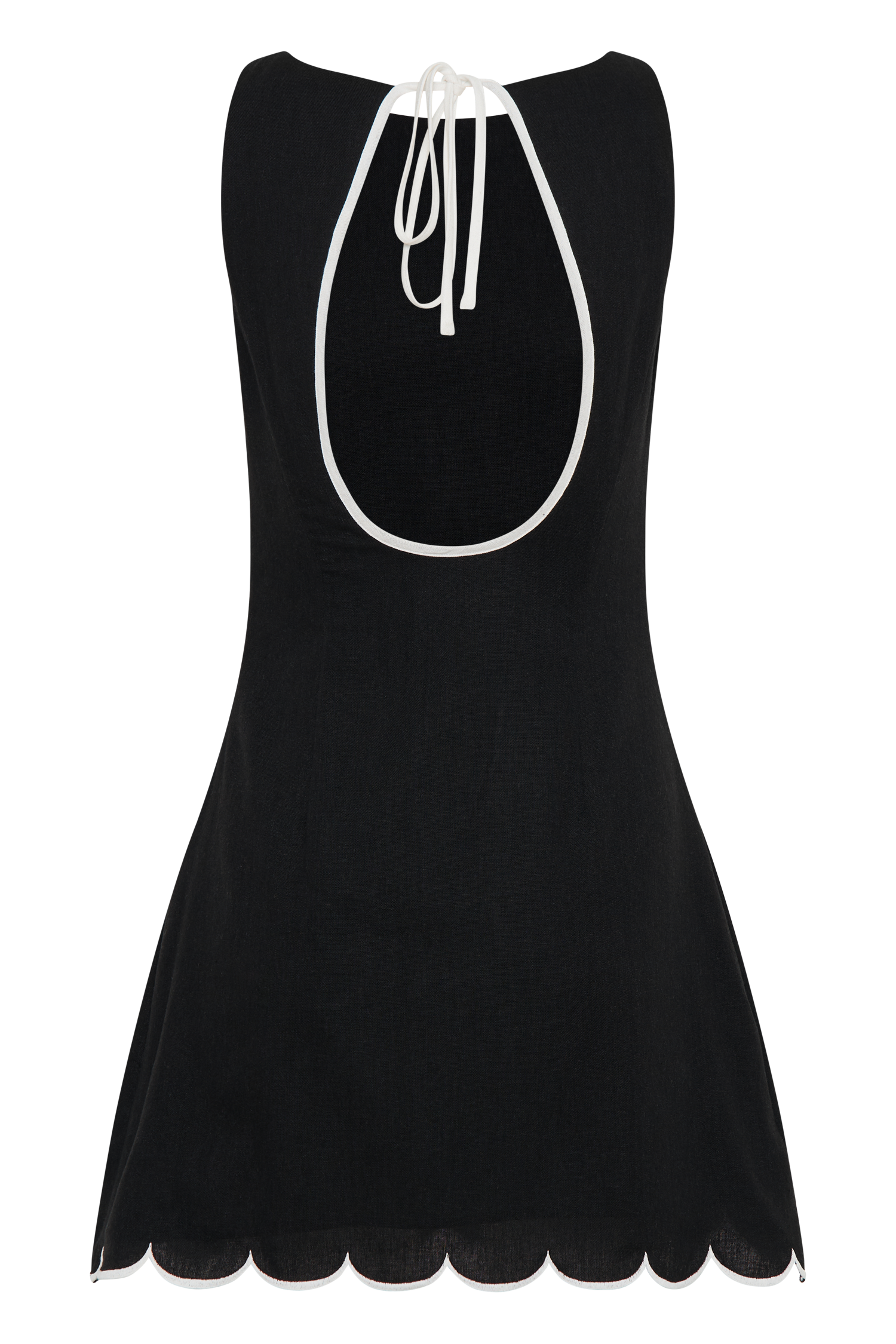 Sofiane Scalloped Linen Mini Dress - Black
