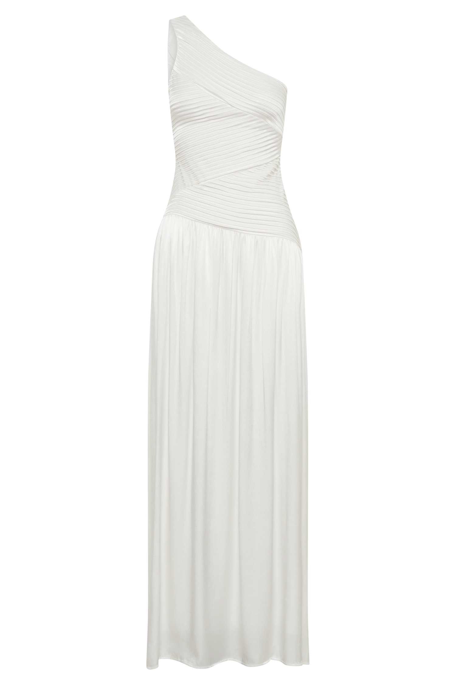 Jenna One Shoulder Pleated Maxi Dress - Ivory