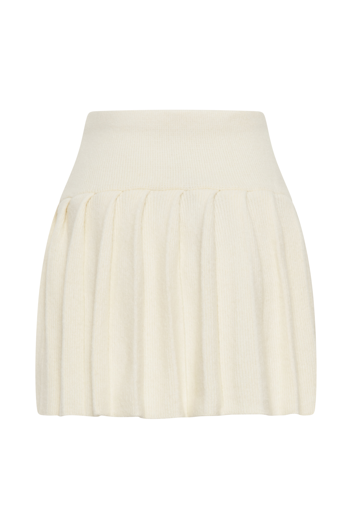Dionne Pleated Knit Mini Skirt - Ivory Marle