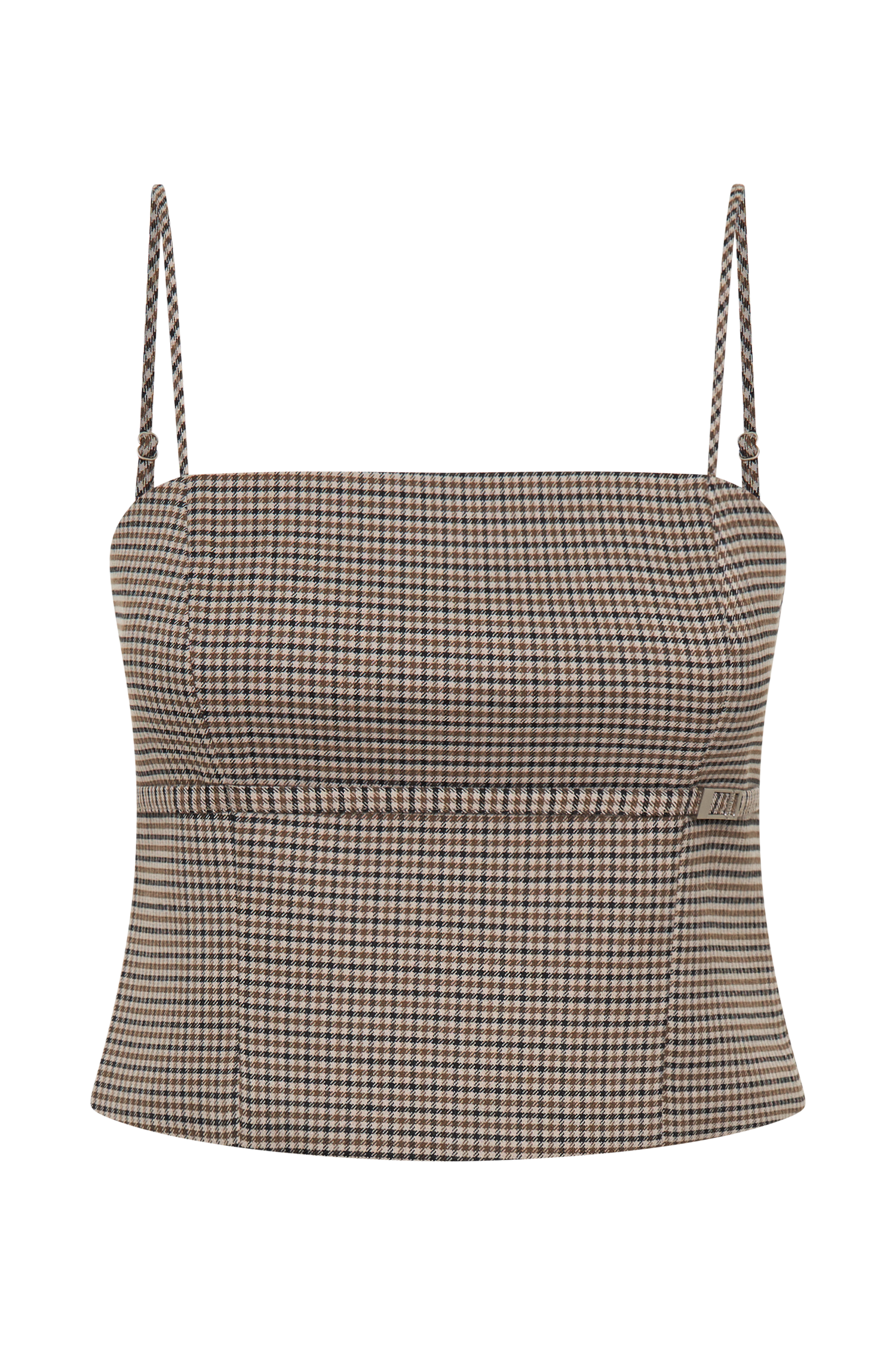 Aberley Crop Top - Tan Check