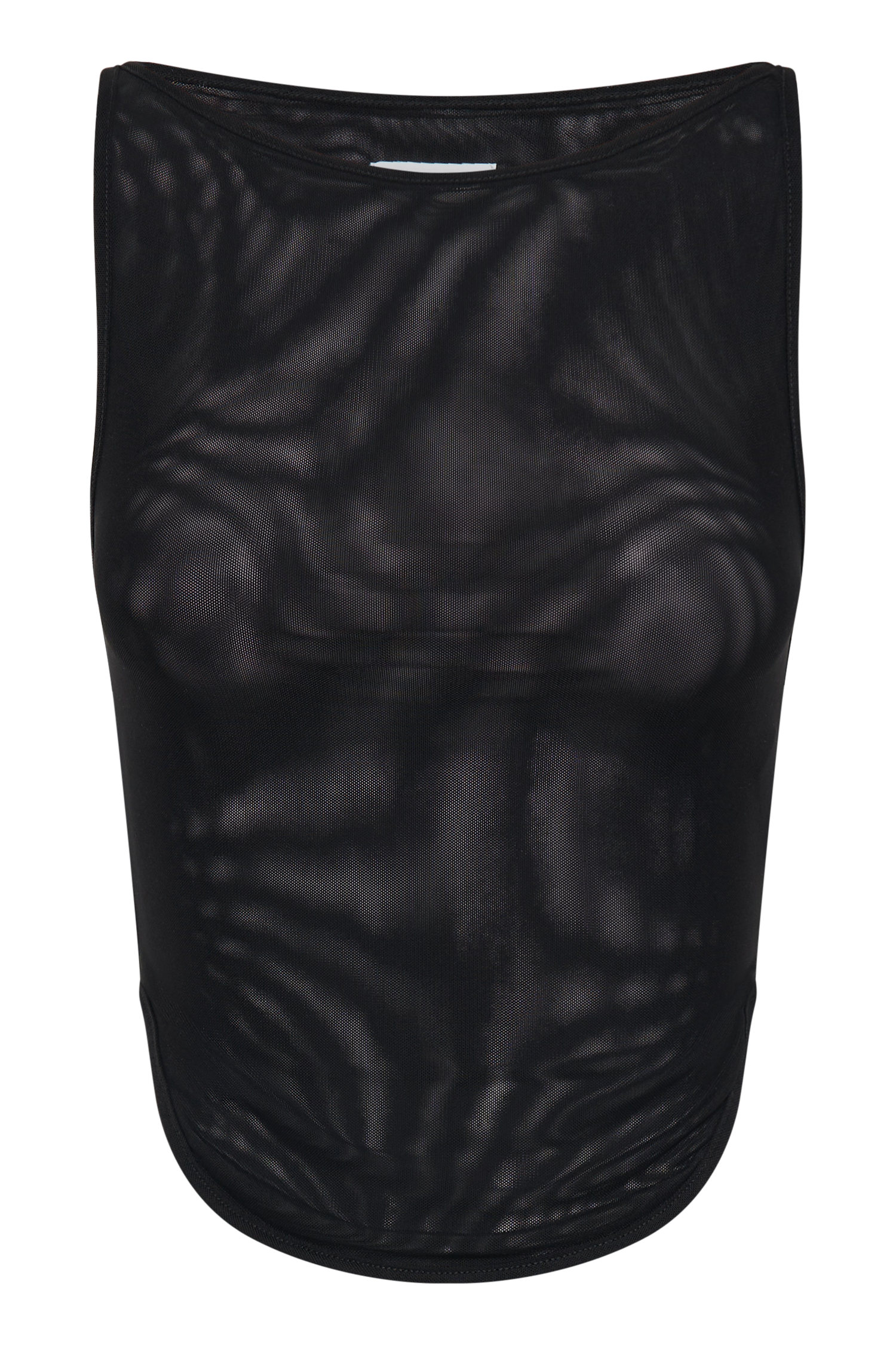 Marla Boat Neck Sheer Mesh Top - Black