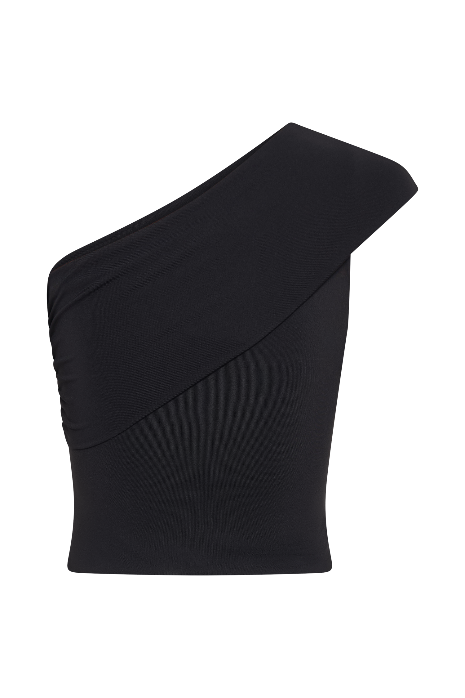 Solene One Shoulder Recycled Nylon Twist Top - Black