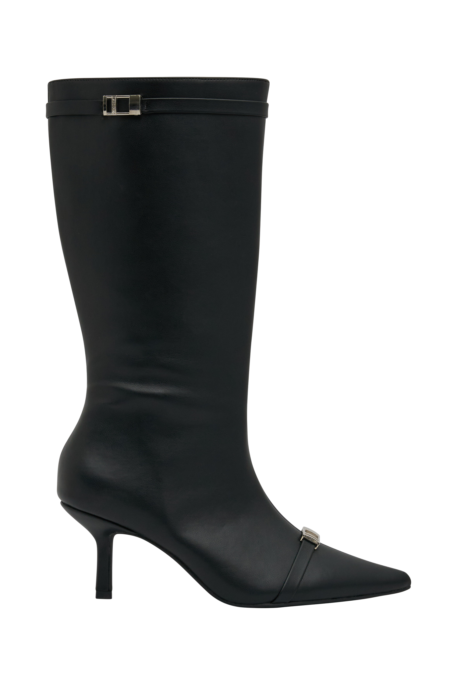 Astra Faux Leather Buckle Boot - Black