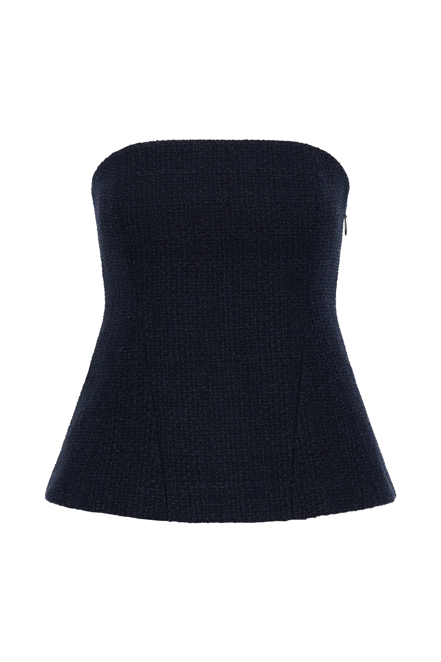 Cyrus Strapless Boucle Top - Navy