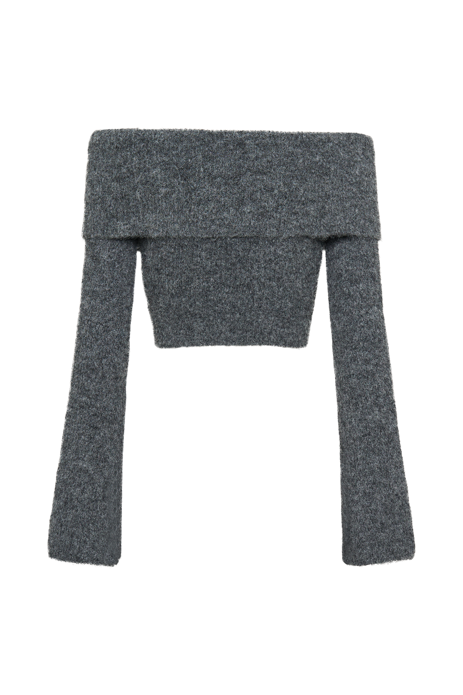 Baxter Off Shoulder Fluffy Knit Top - Charcoal