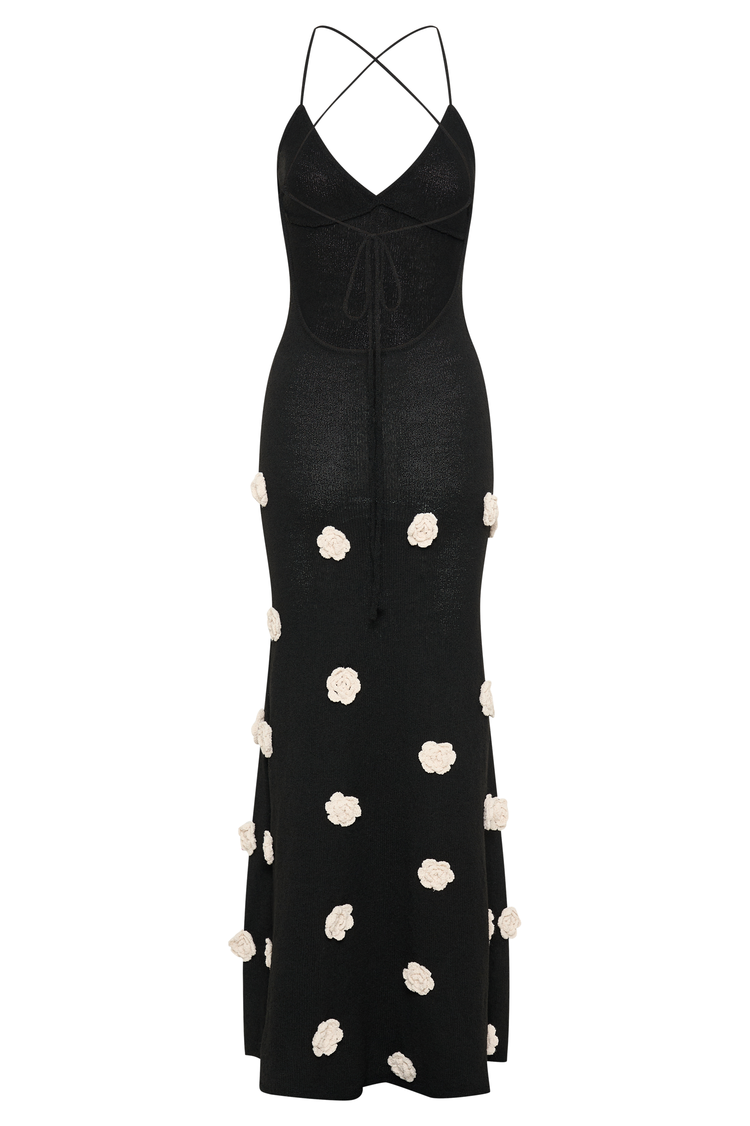 Suki Knit Maxi Dress With Flowers - Black/White