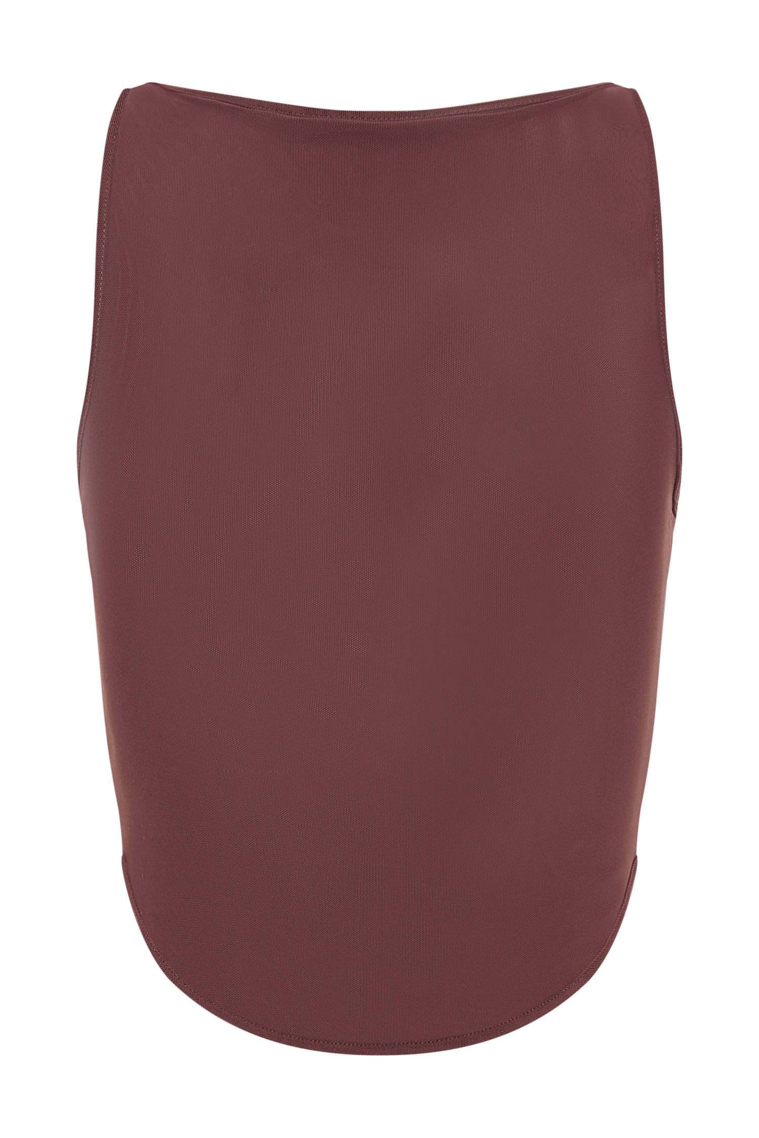 Marla Boat Neck Sheer Mesh Top - Mahogany