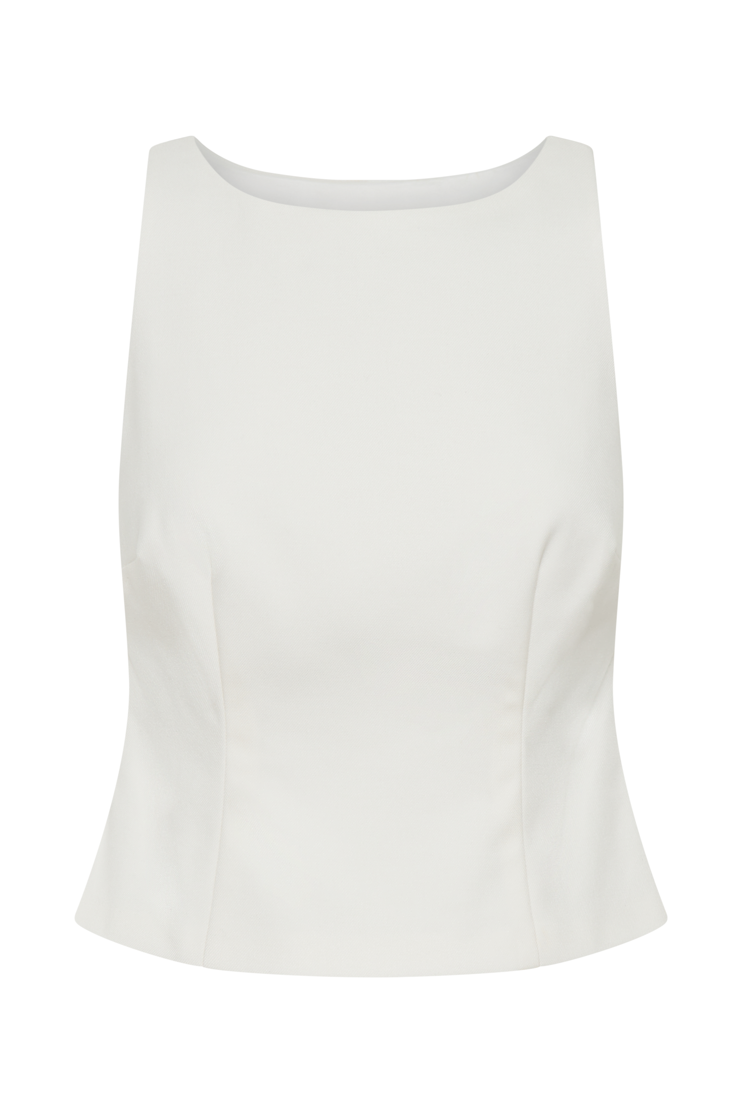 Brigette Boat Neck Longline Top - Ivory