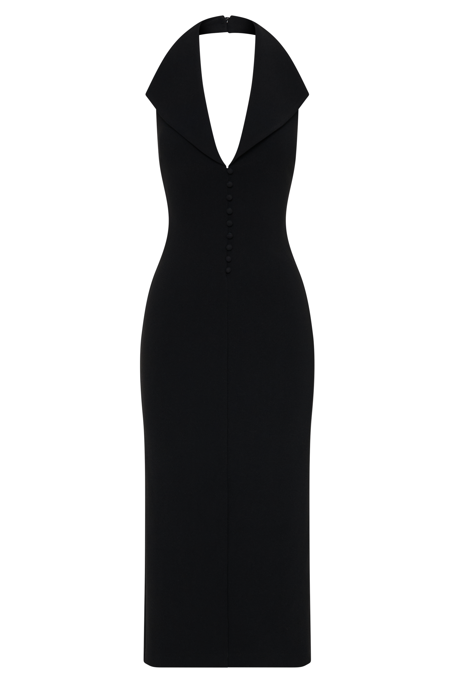 Annita Crepe Halter Midi Dress - Black