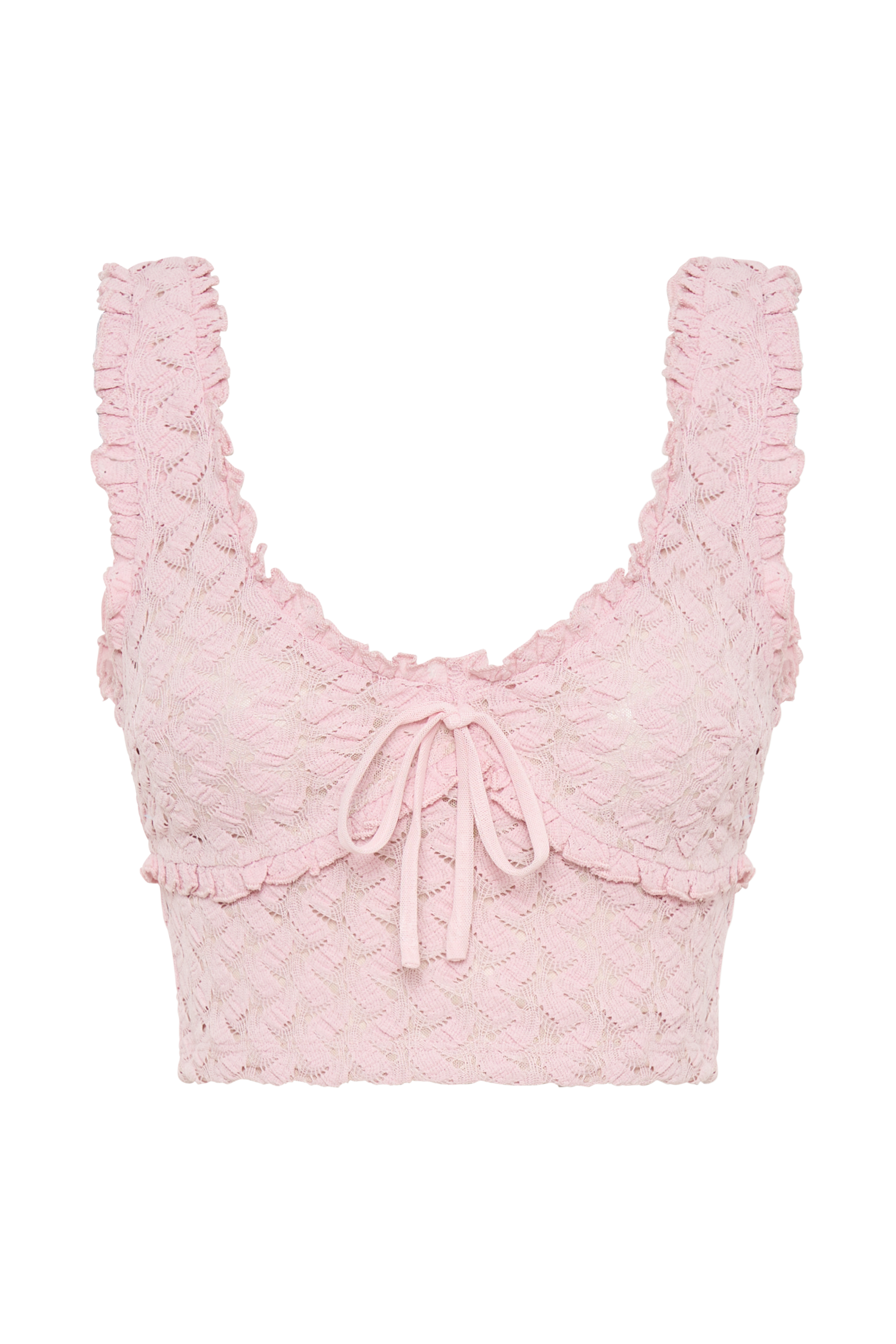 Morgan Mesh And Lace Sleeveless Top - Powder Pink