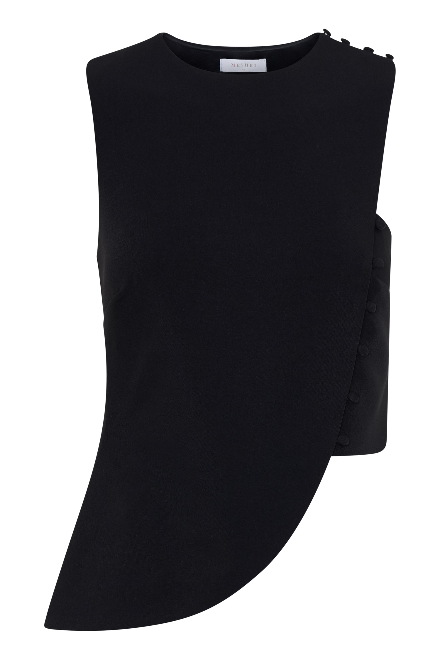 Astrid Asymmetric Sleeveless Suiting Top - Black