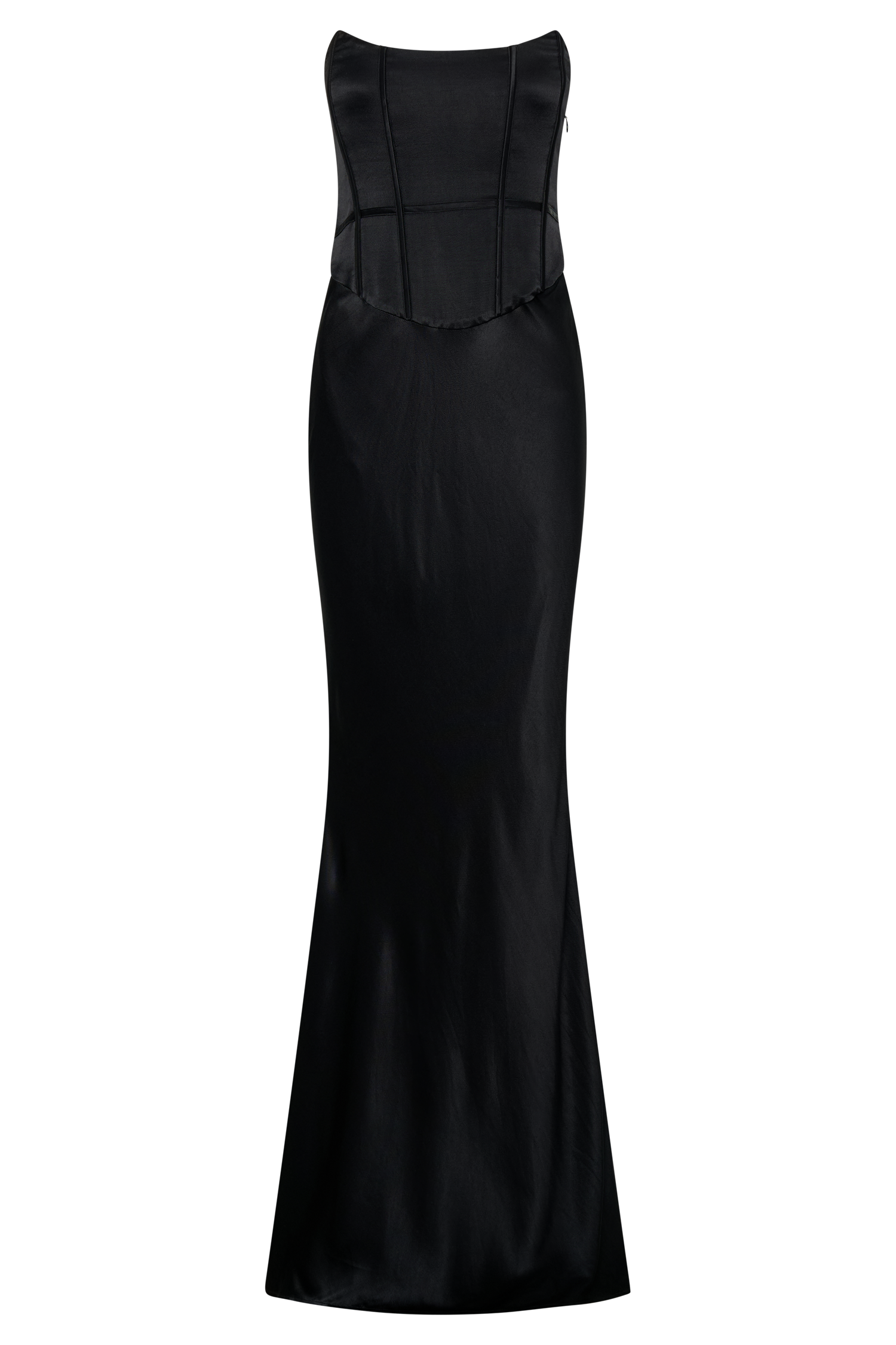 Harlow Satin Strapless Maxi Dress - Black