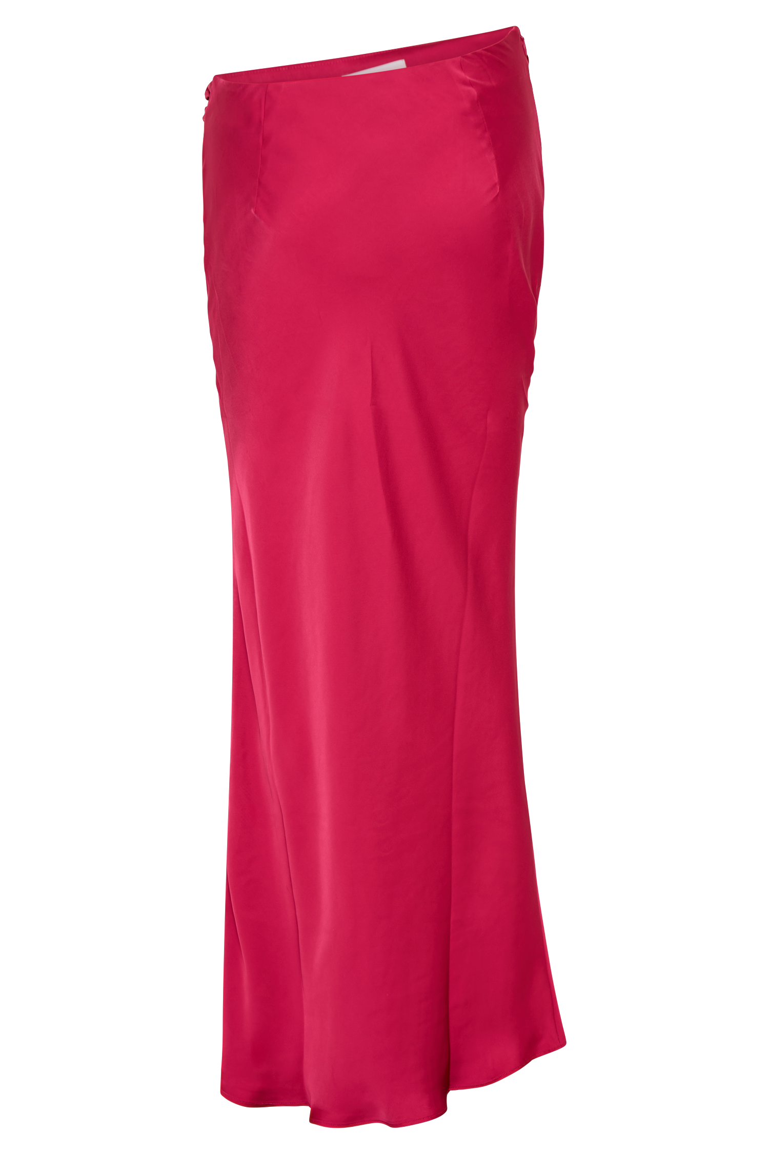 Nicola Satin Asymmetric Maxi Skirt - Pink Cherry