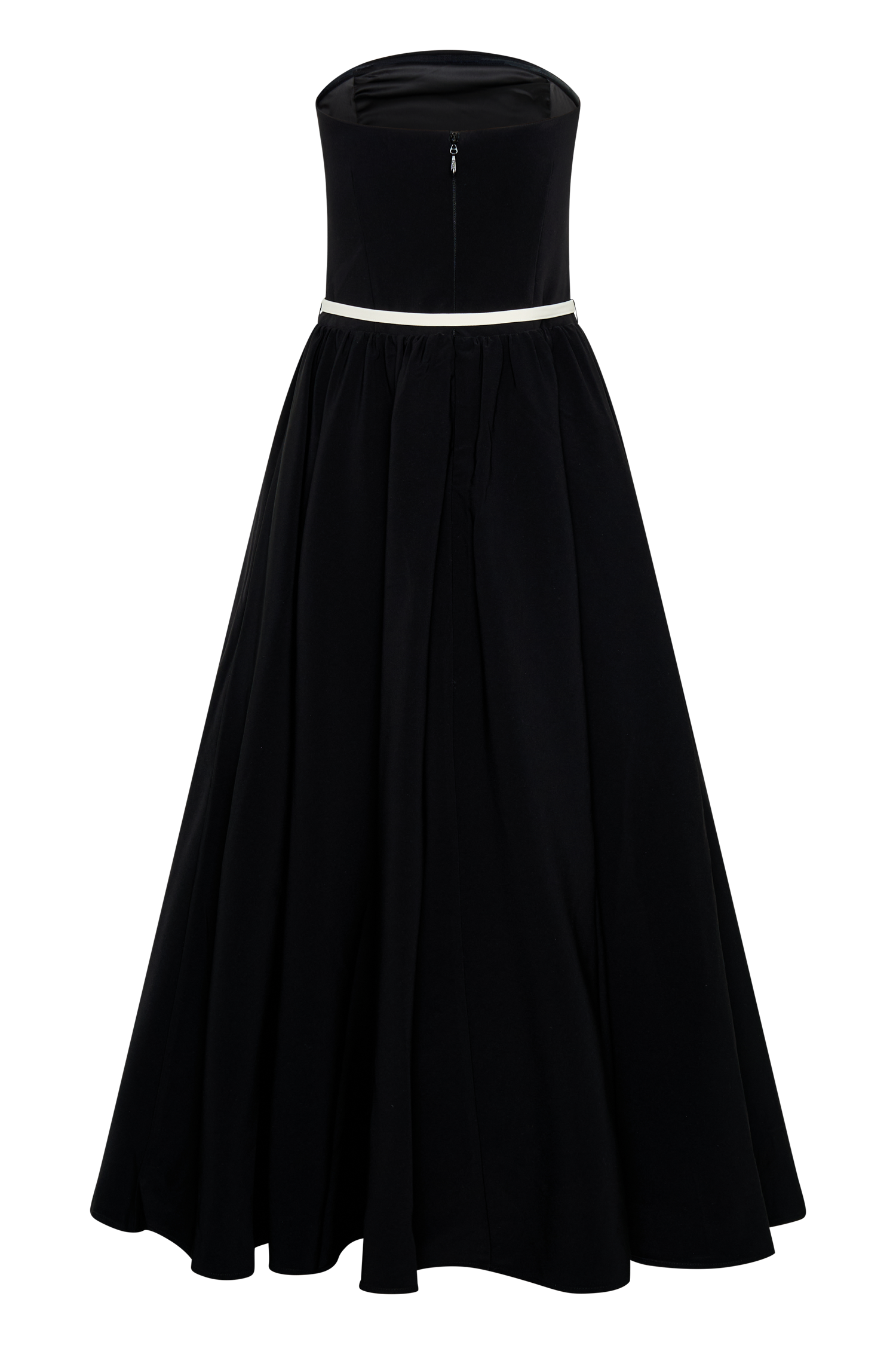 Penny Strapless Contrast Midi Dress - Black & White