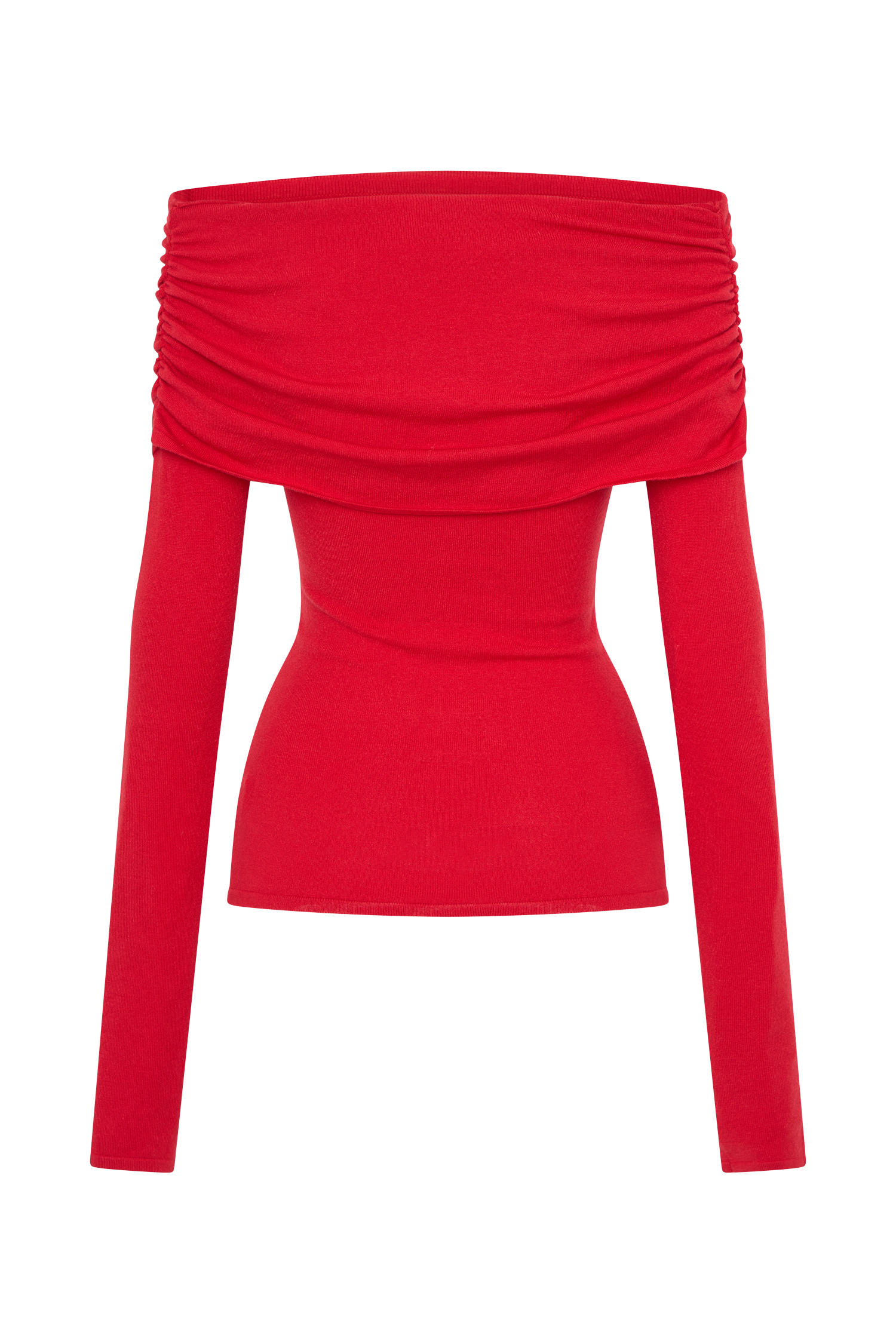 Polly Off Shoulder Long Sleeve Knit Top - Red
