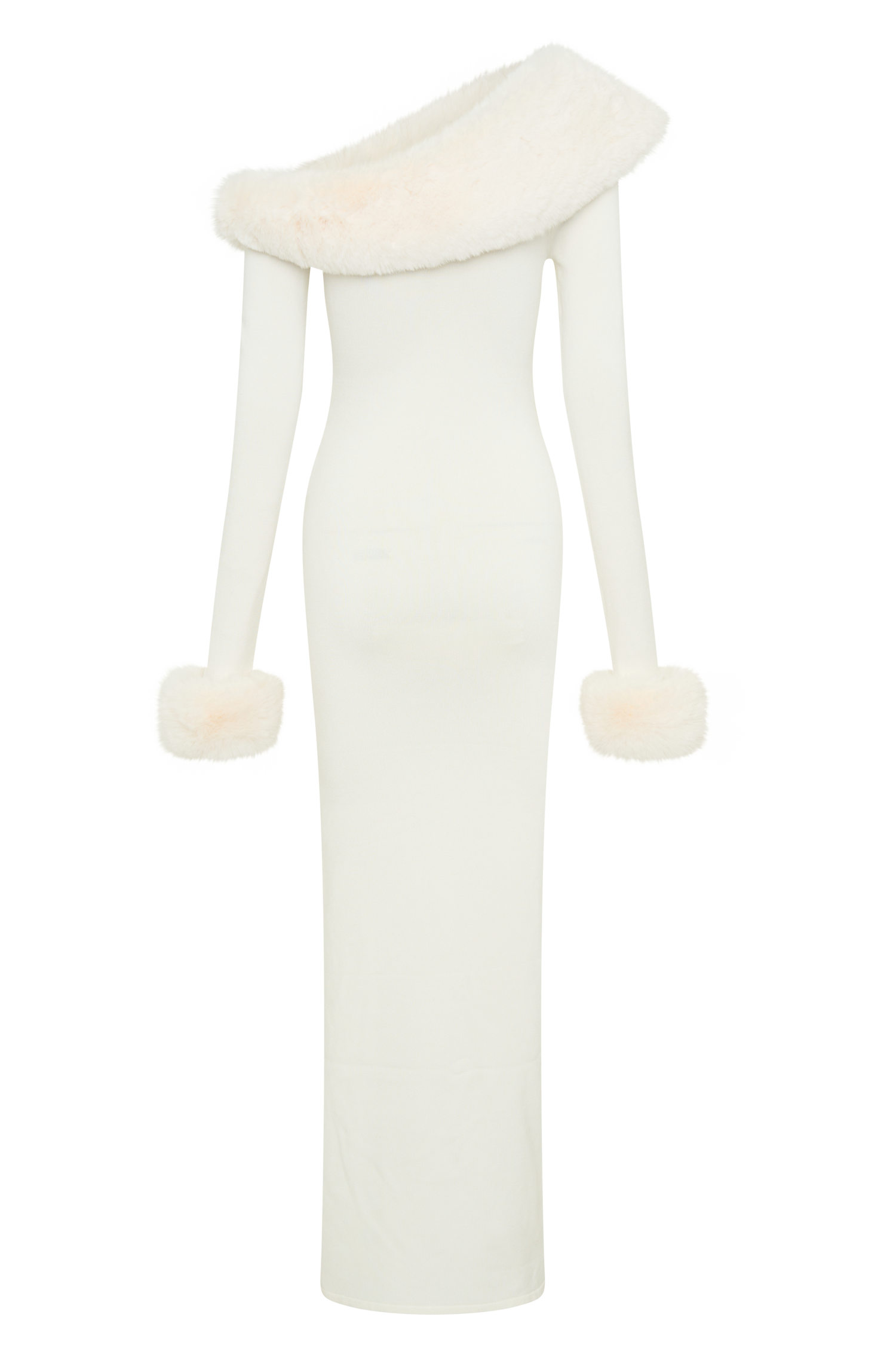 Karleigh Faux Fur Knit Maxi Dress - Ivory
