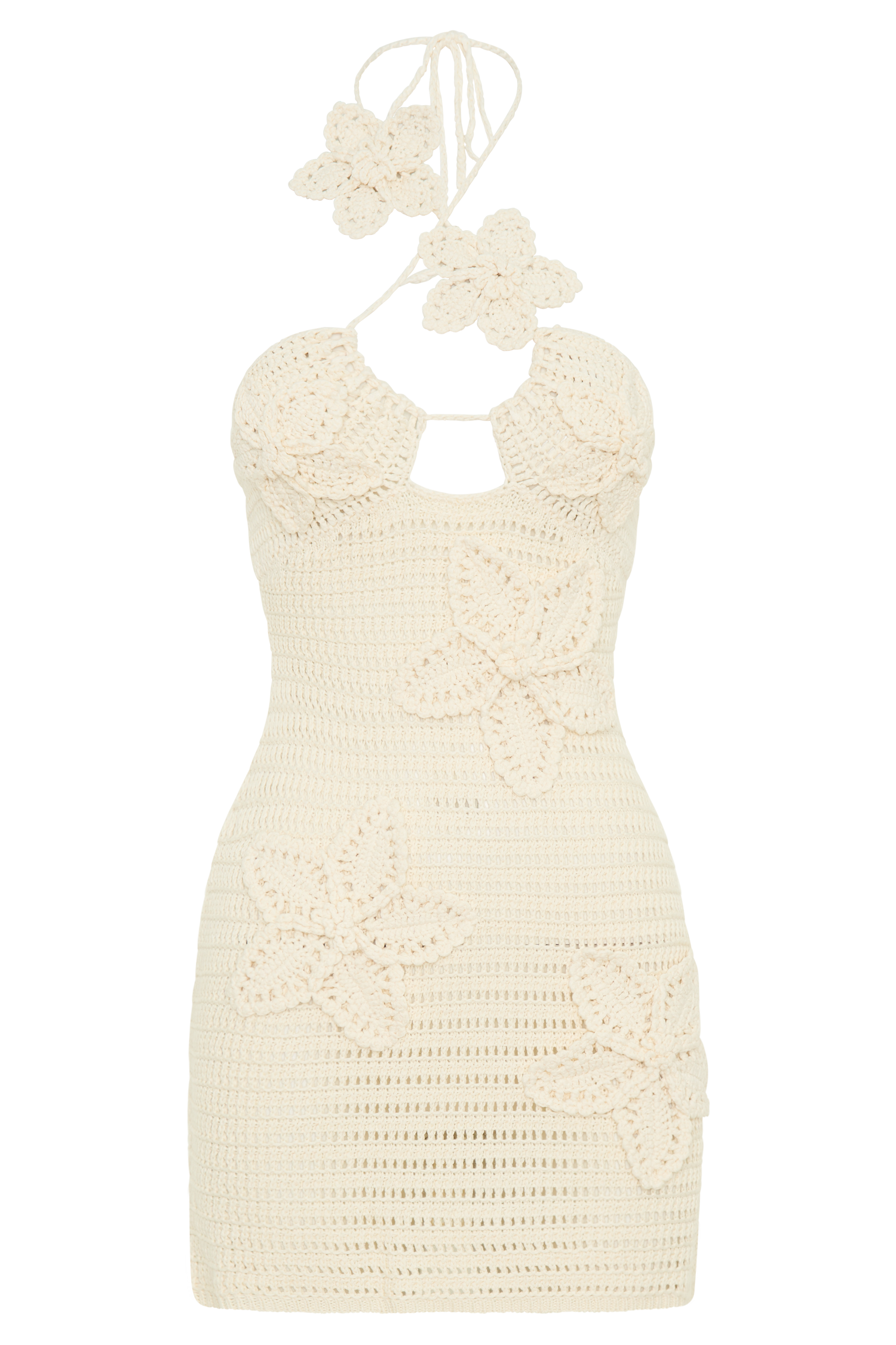 Kyla Floral Crochet Mini Dress - Buttercream