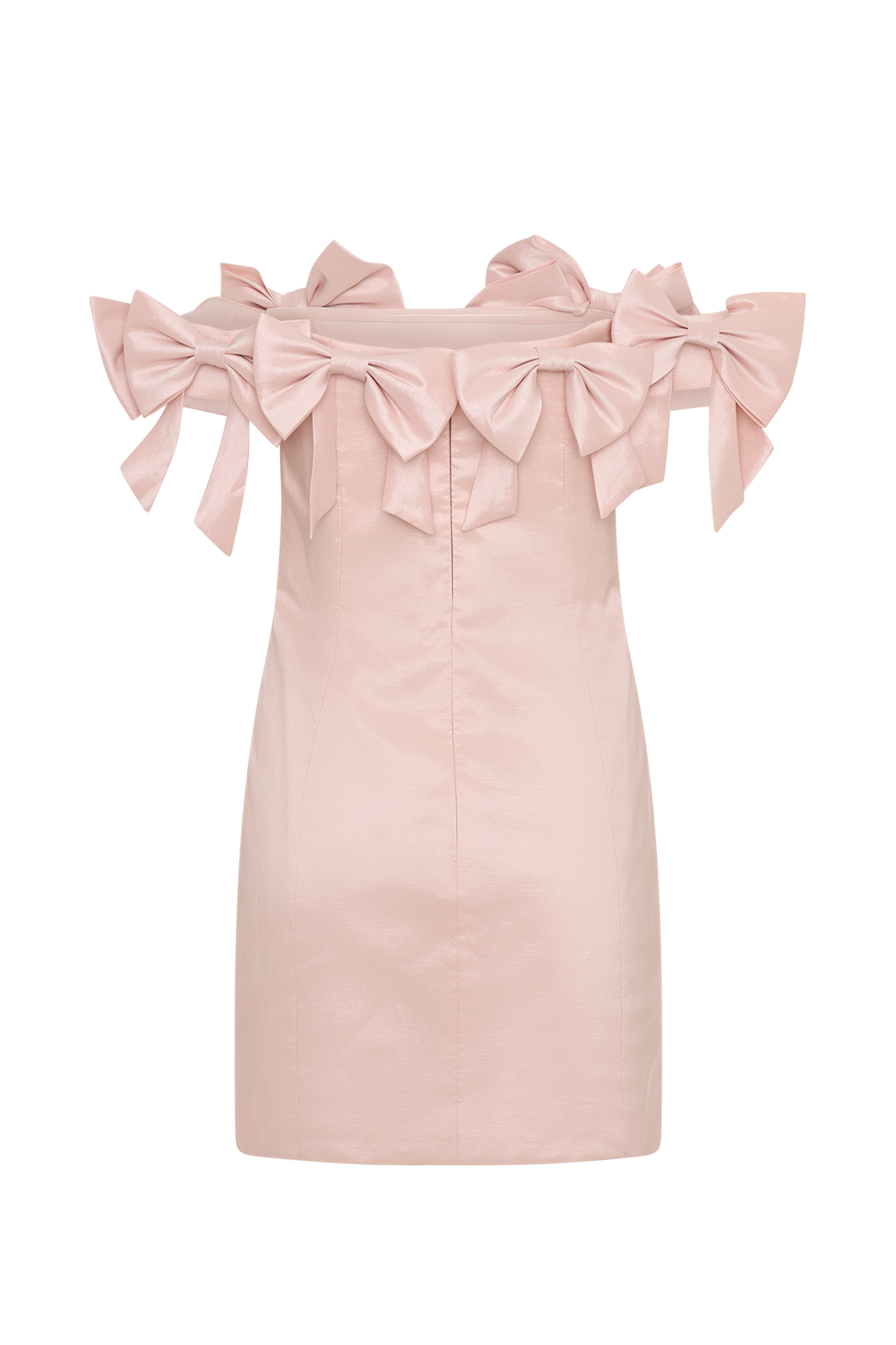 Rose Strapless Bow Mini Dress - Powder Pink