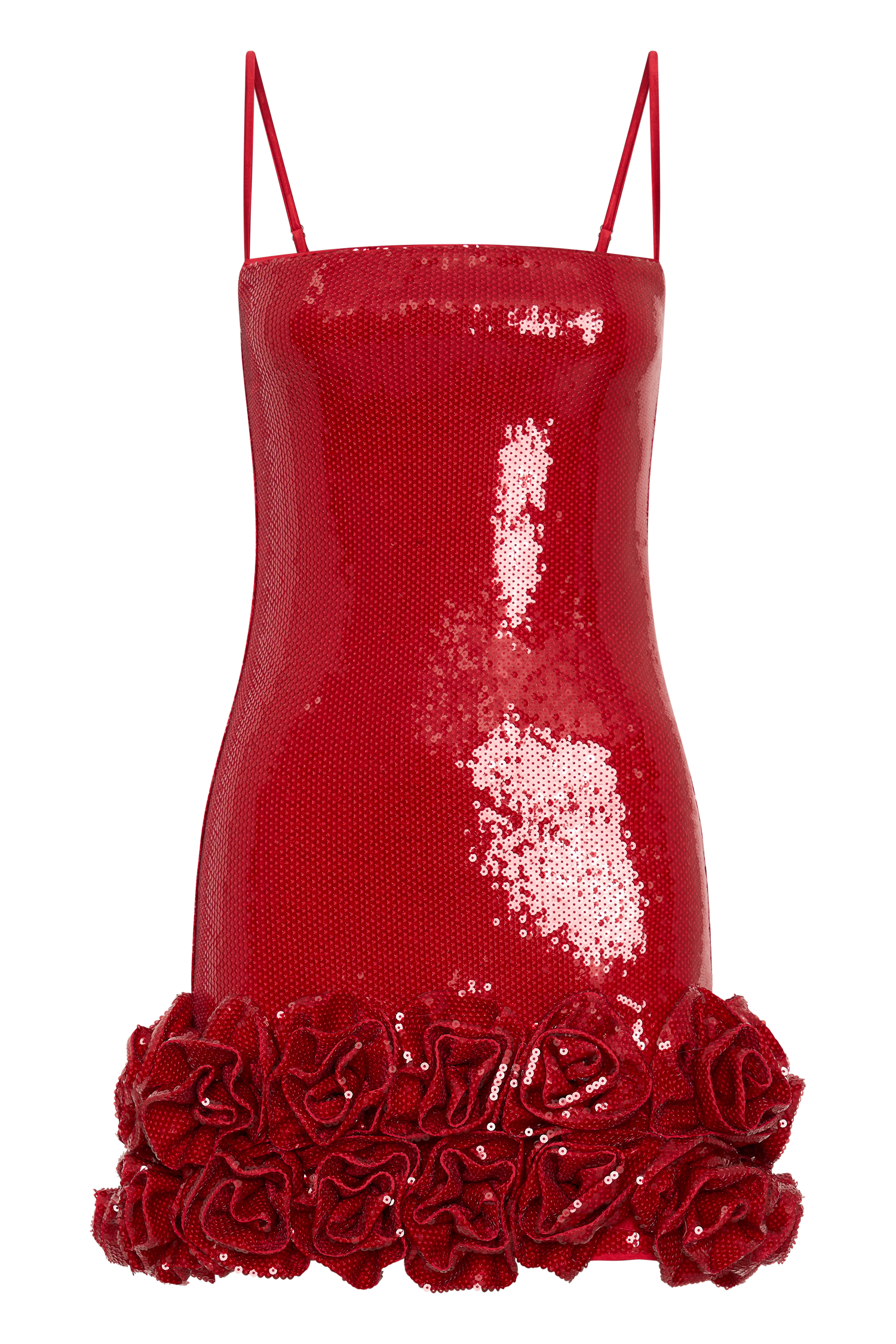 Faye Sequin Flower Mini Dress - Ruby